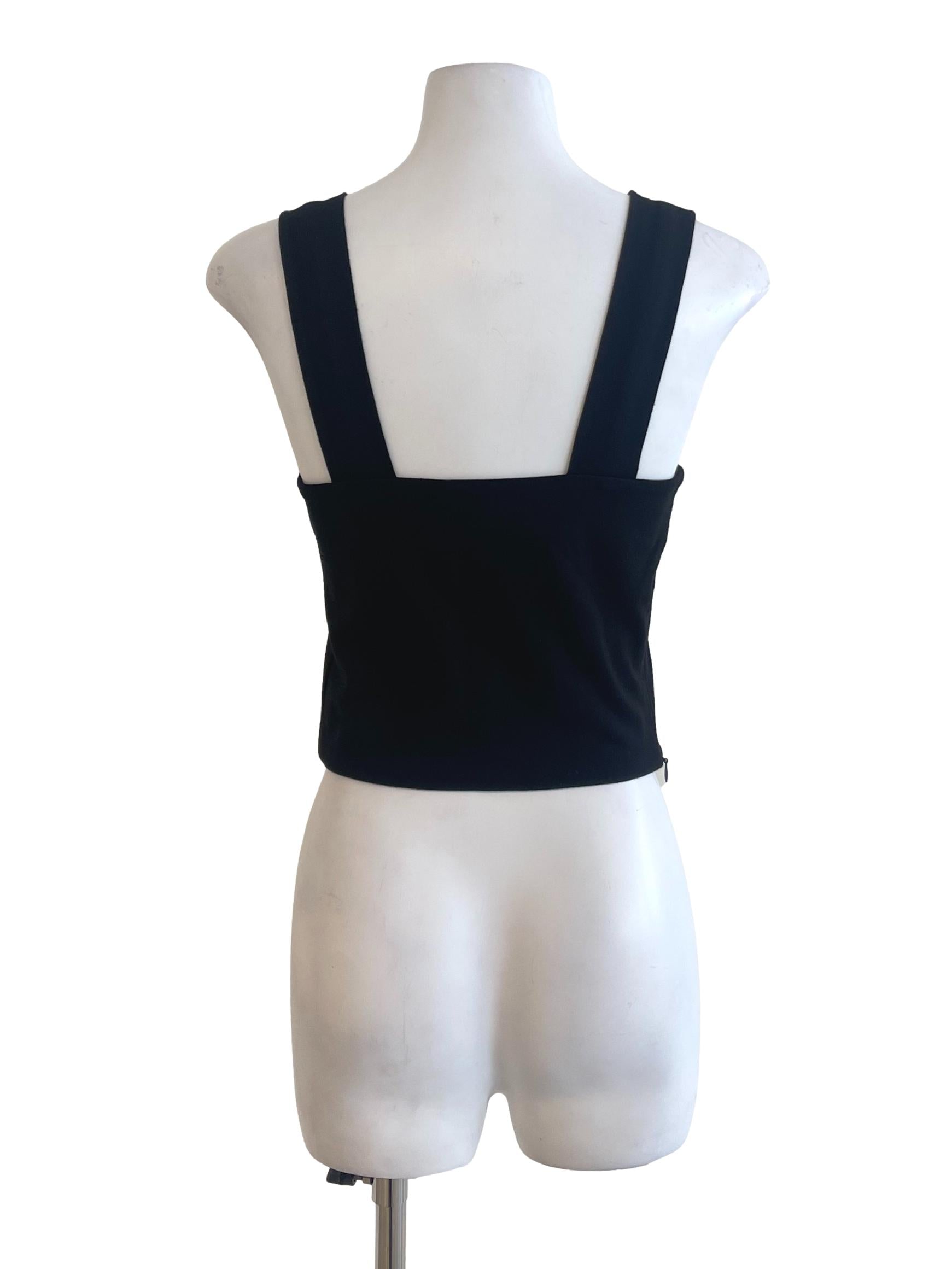 Black Square Neck Fitted Top TTR