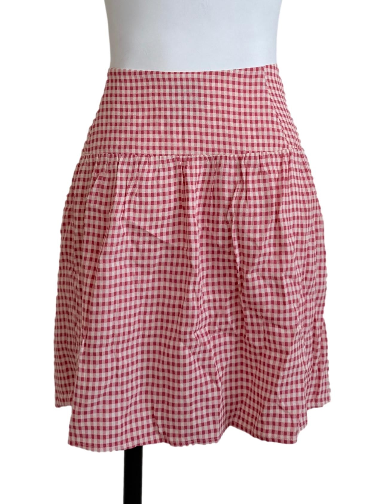 Bubblegum Pink Gingham Mini Skirt