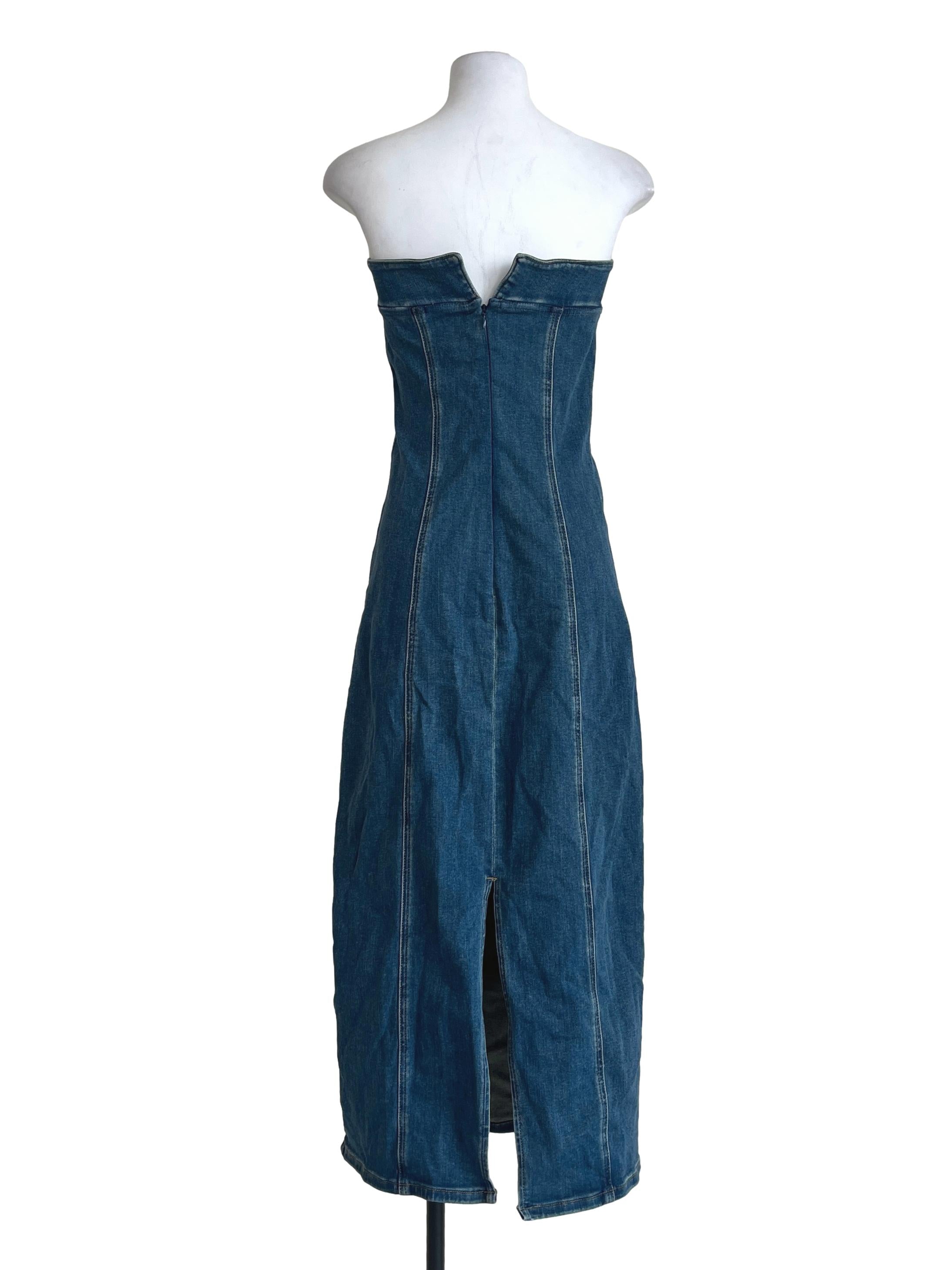 Denim Blue Wash Strapless Dress