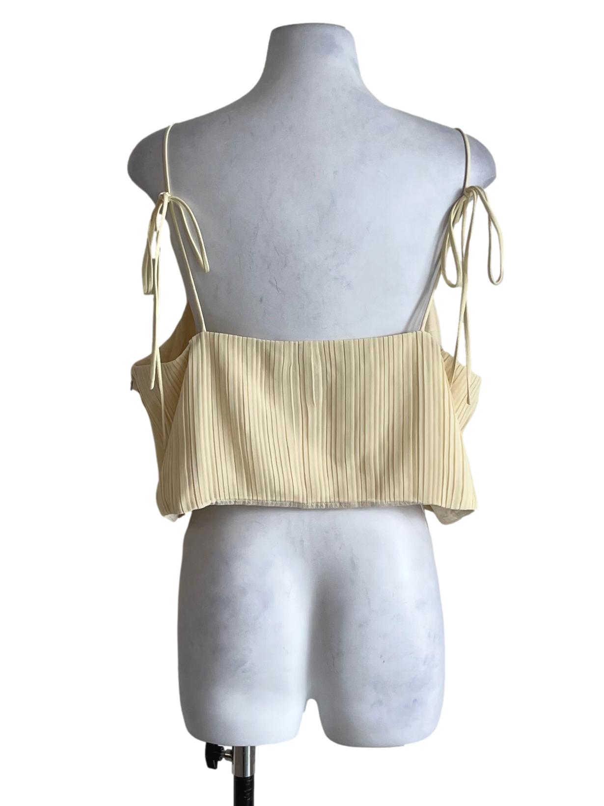 Butter Yellow Pleated Sleeveless Top