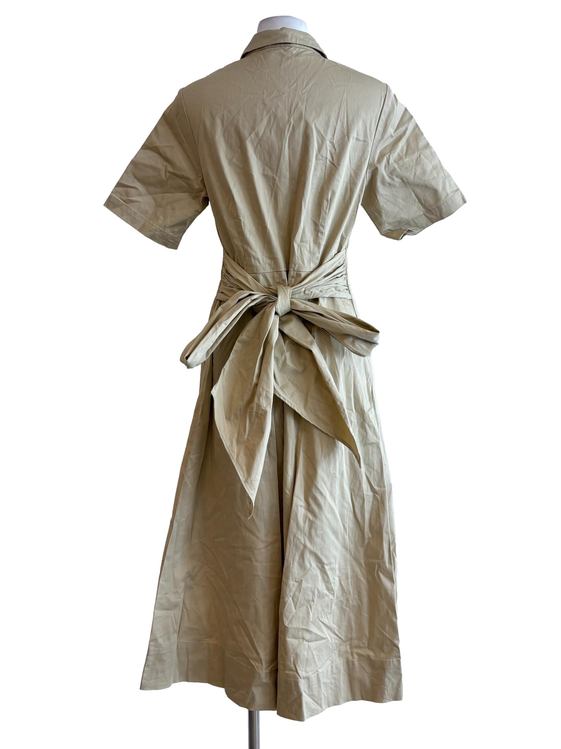 Beige Wide Leg Cotton Jumpsuit