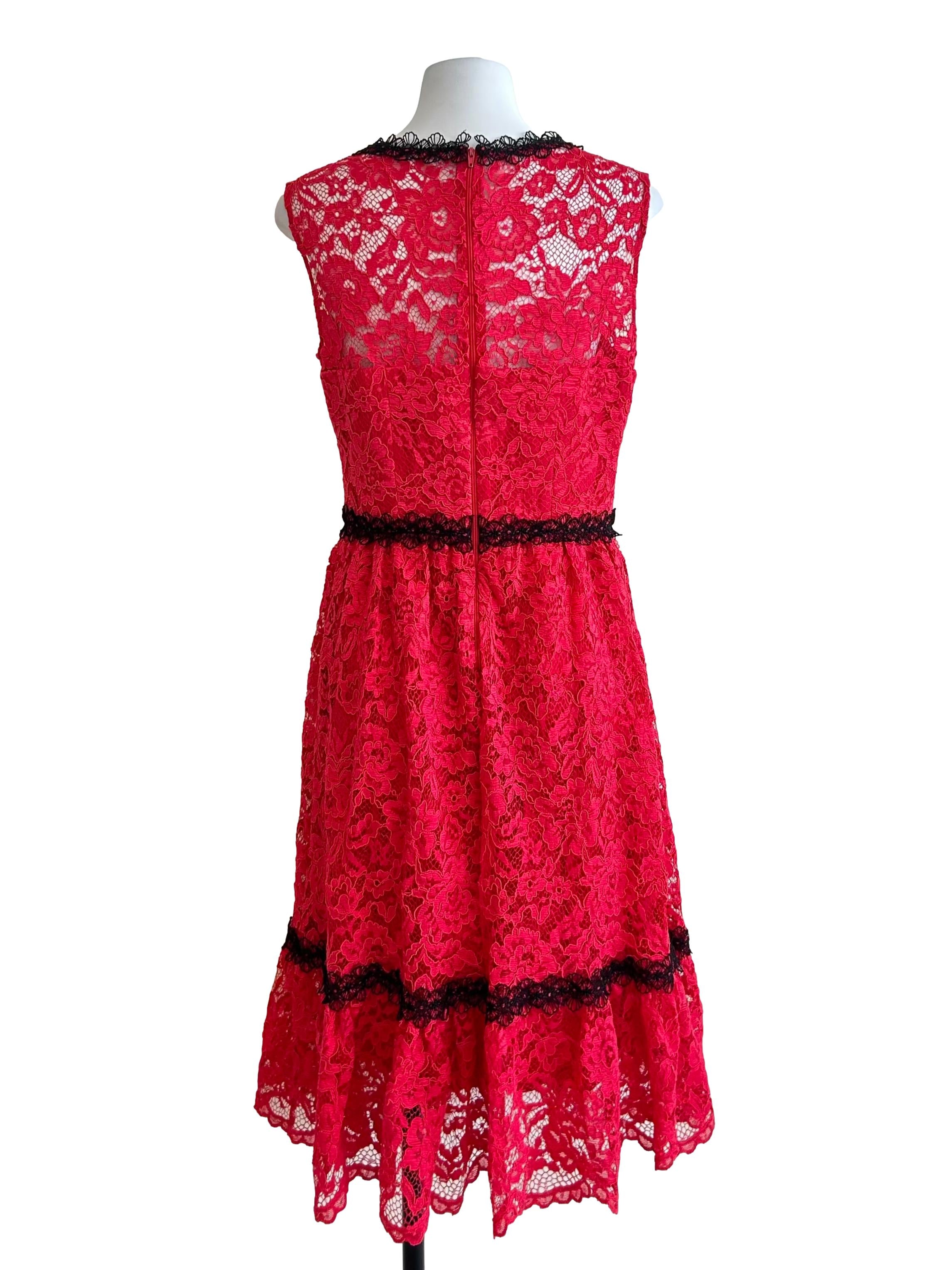 Red And Black Lace Sleeveless Dress