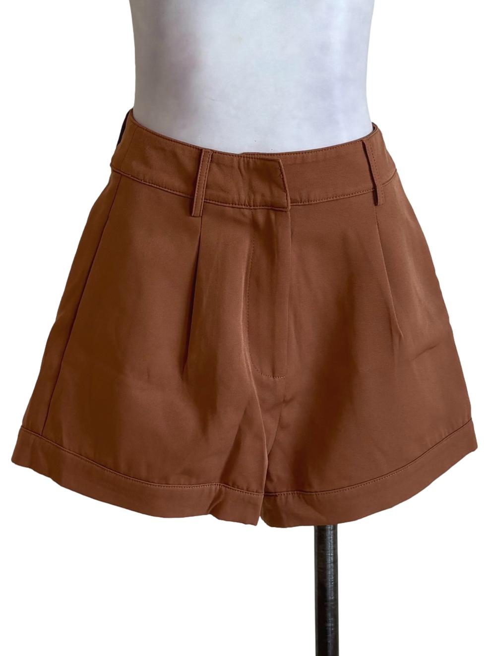 Tawny Brown Cuffed Leg Shorts