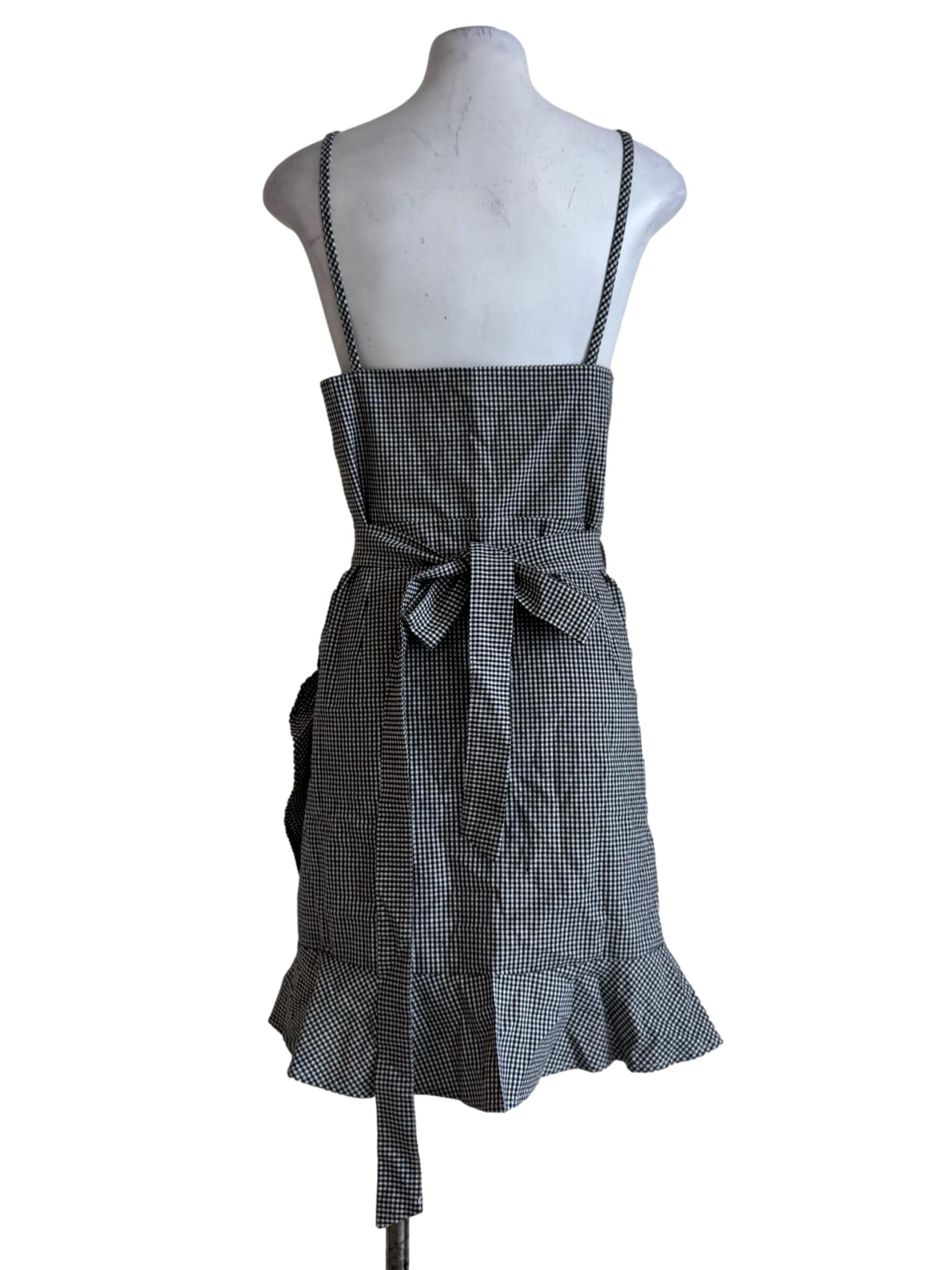 Black Gingham Wrap Dress
