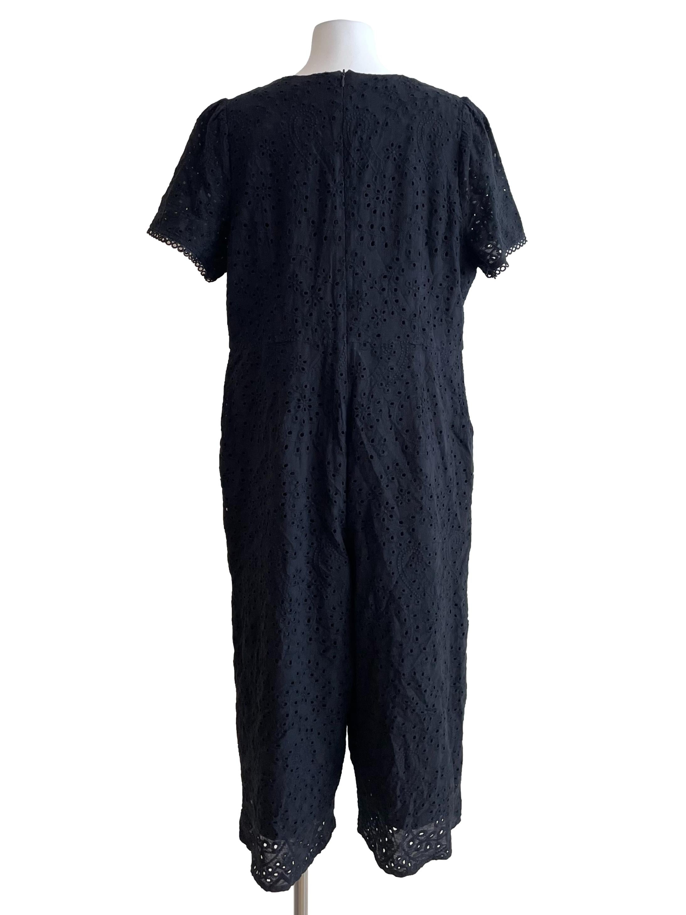 Black Hollow V Neck Jumpsuit