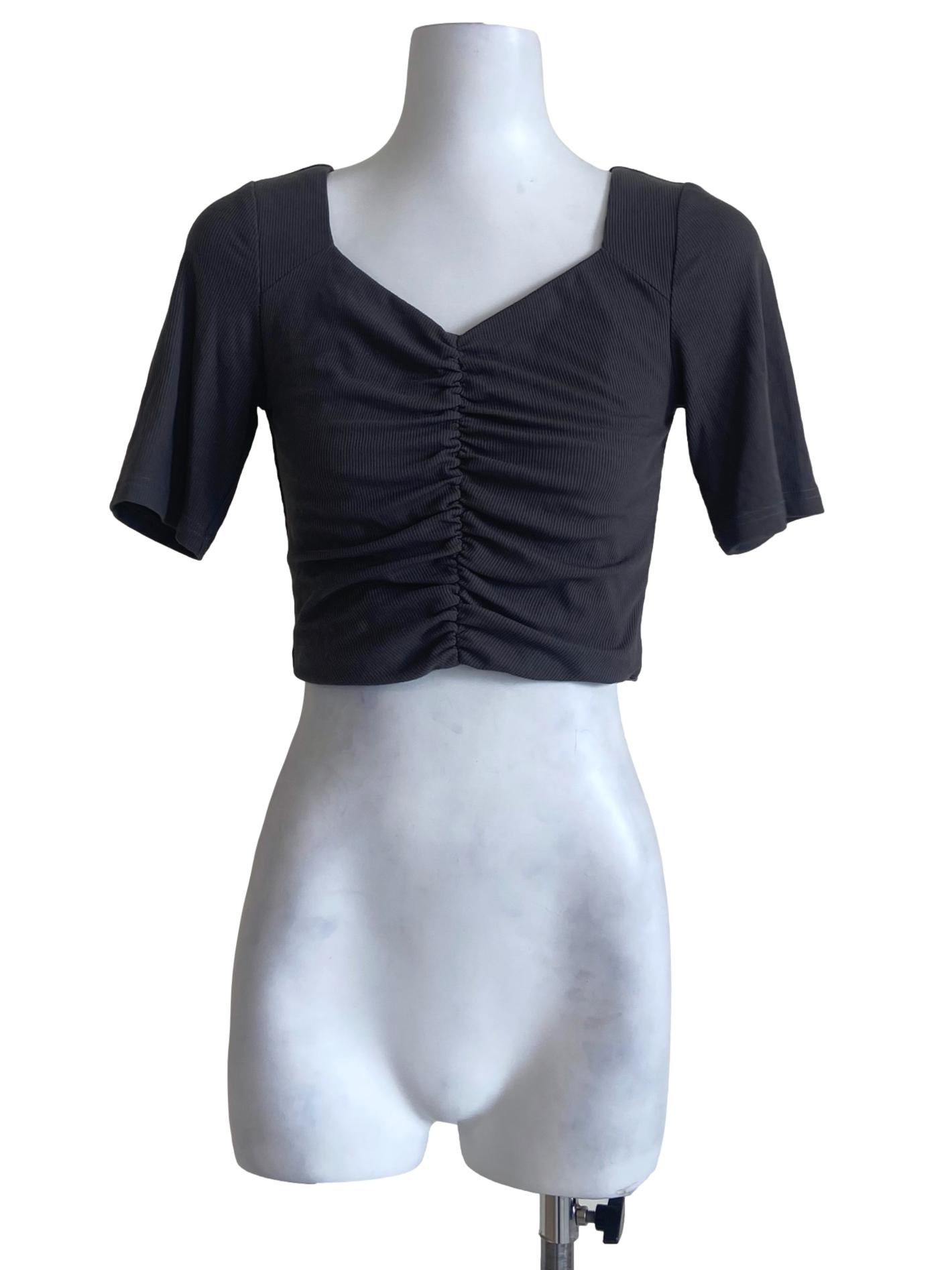 Ash Grey Pencil Stripe Top