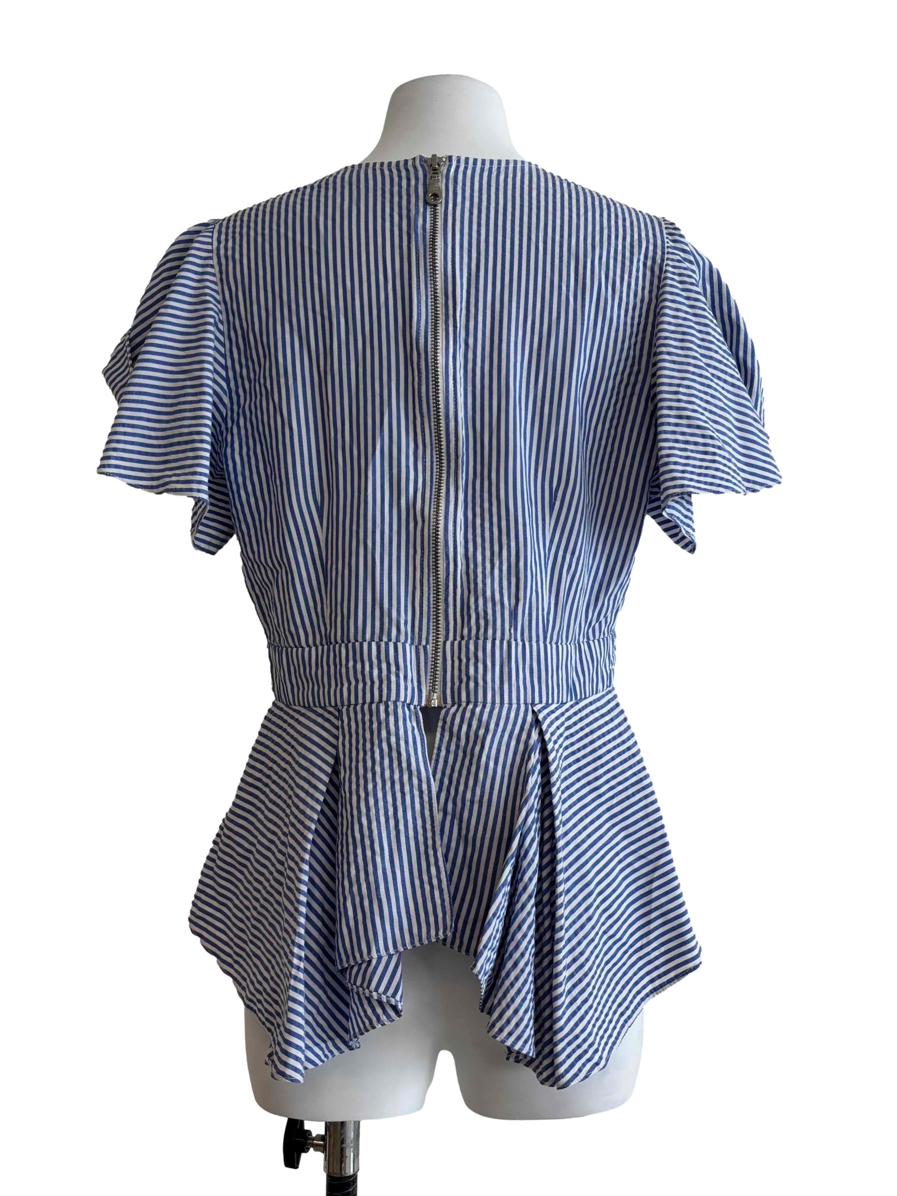 Stone Blue Striped Peplum Top