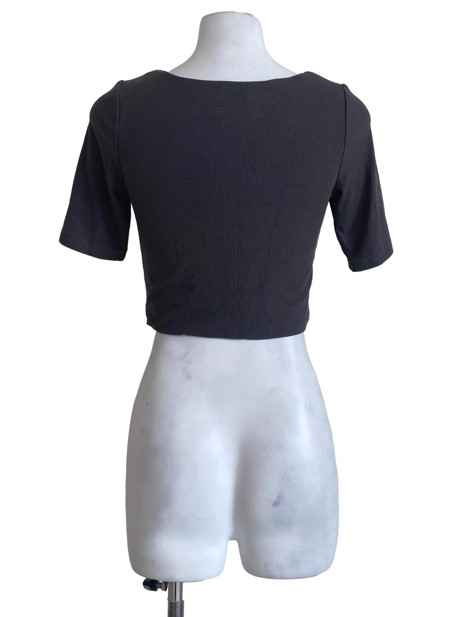 Ash Grey Pencil Stripe Top