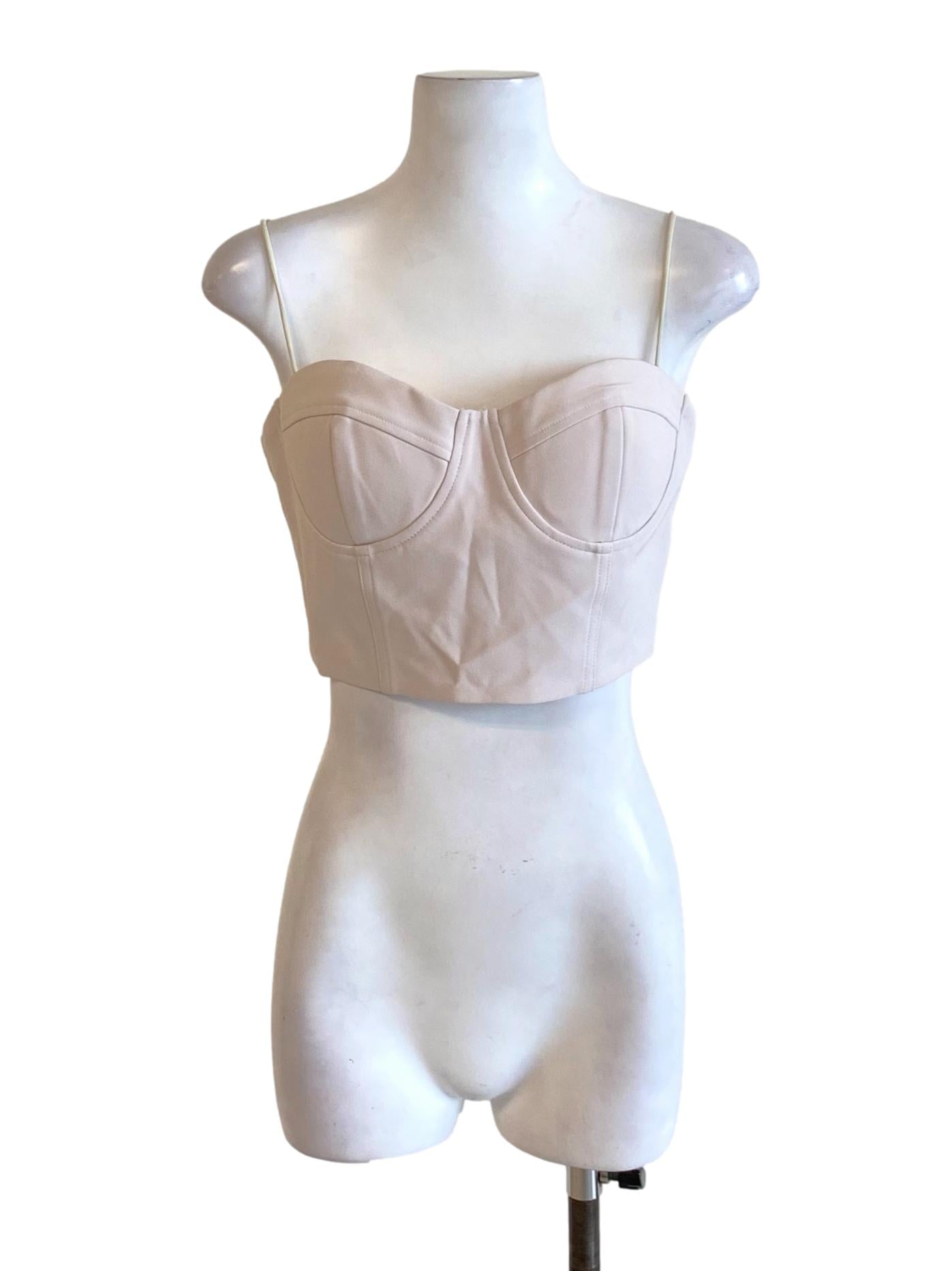 Parchment White Spaghetti Strap Padded Cropped Top