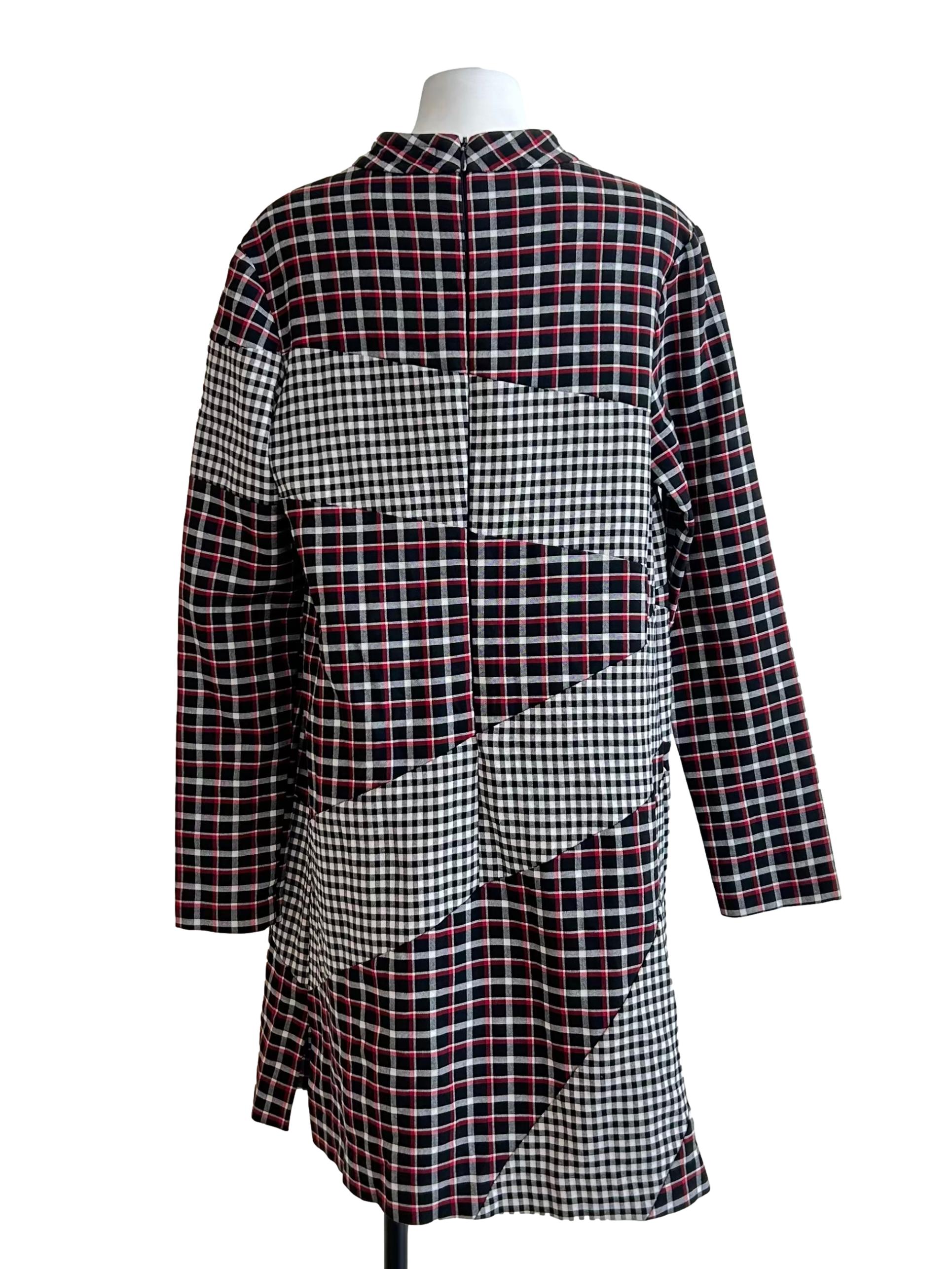 Black And White Plaid Mock Neck Dress