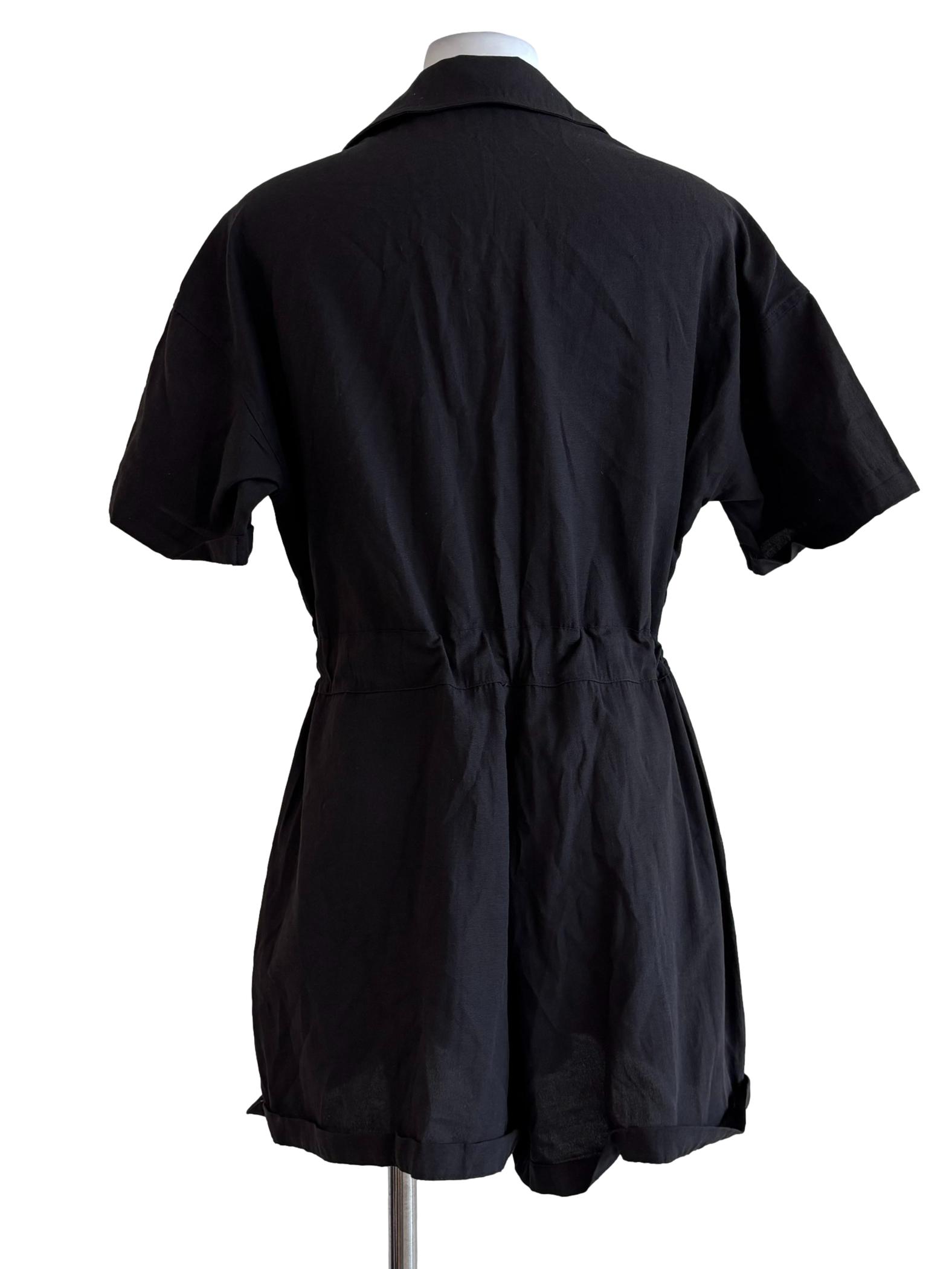 Jet Black Linen Rompers