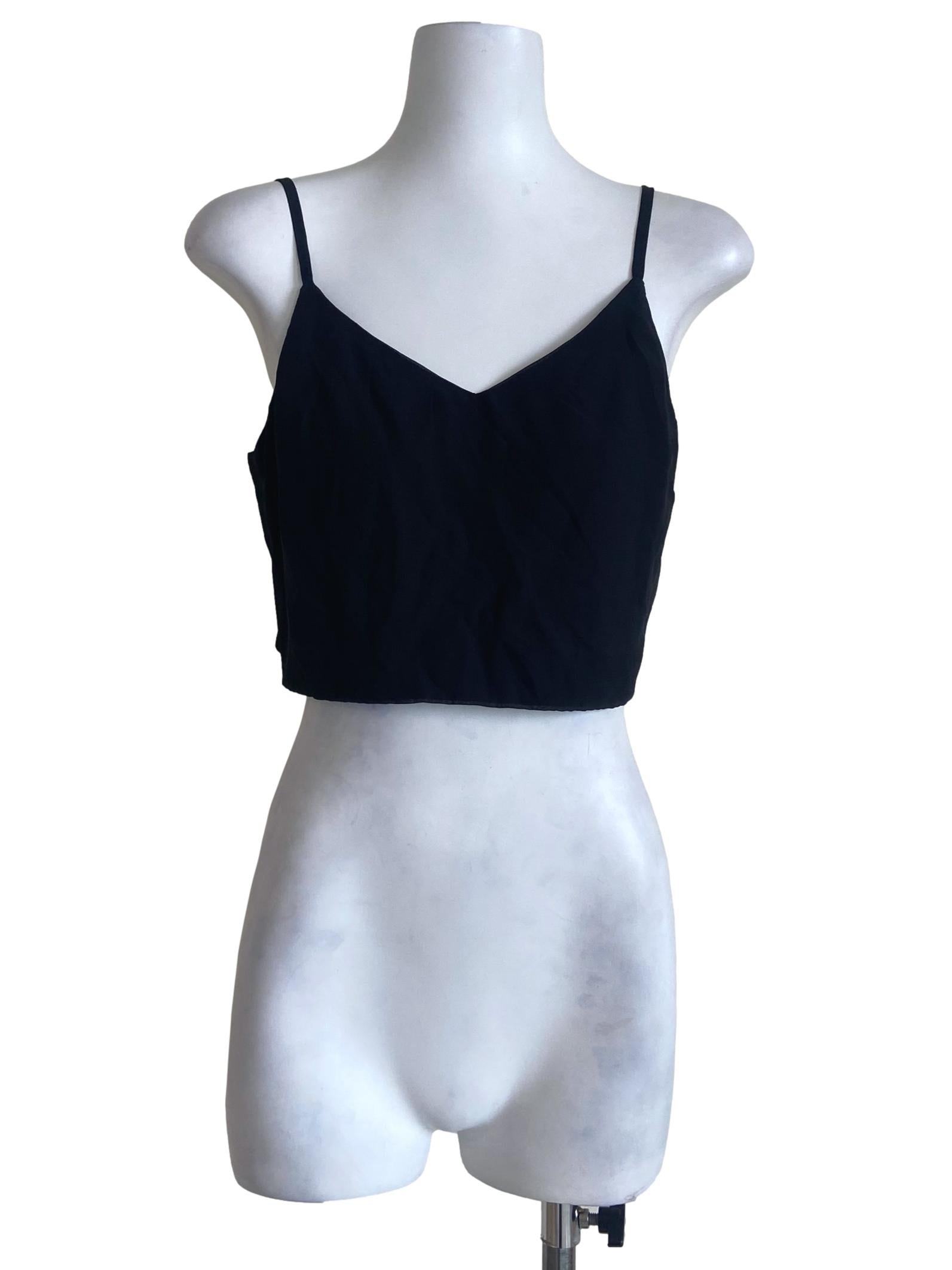 Black Spaghetti Straps Crop Top