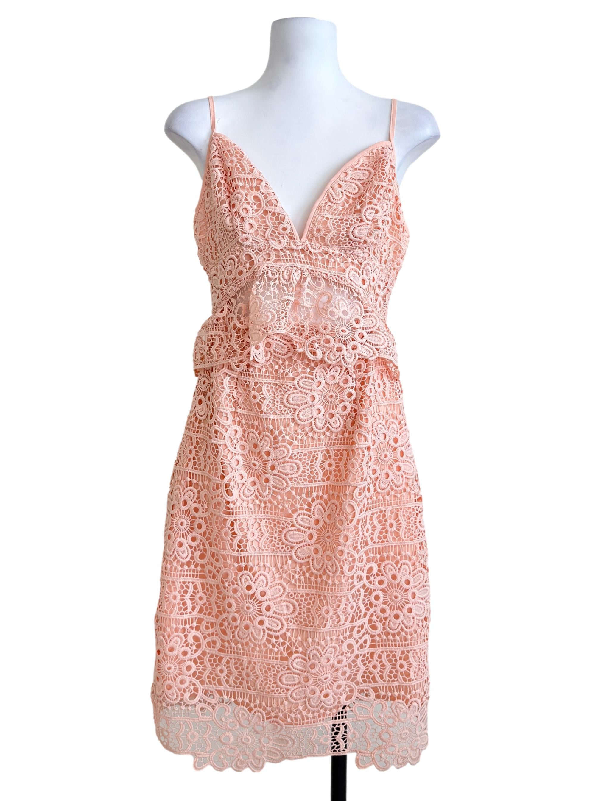 Peach Pink Lace Dress