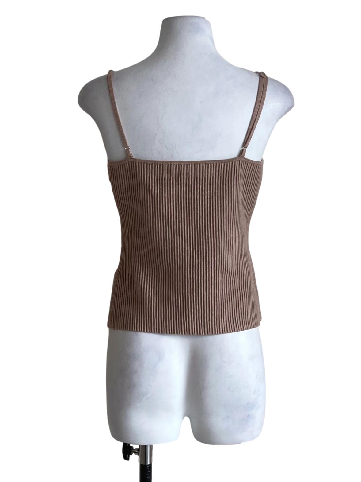 Tortilla Brown Pleated Sleeveless Top