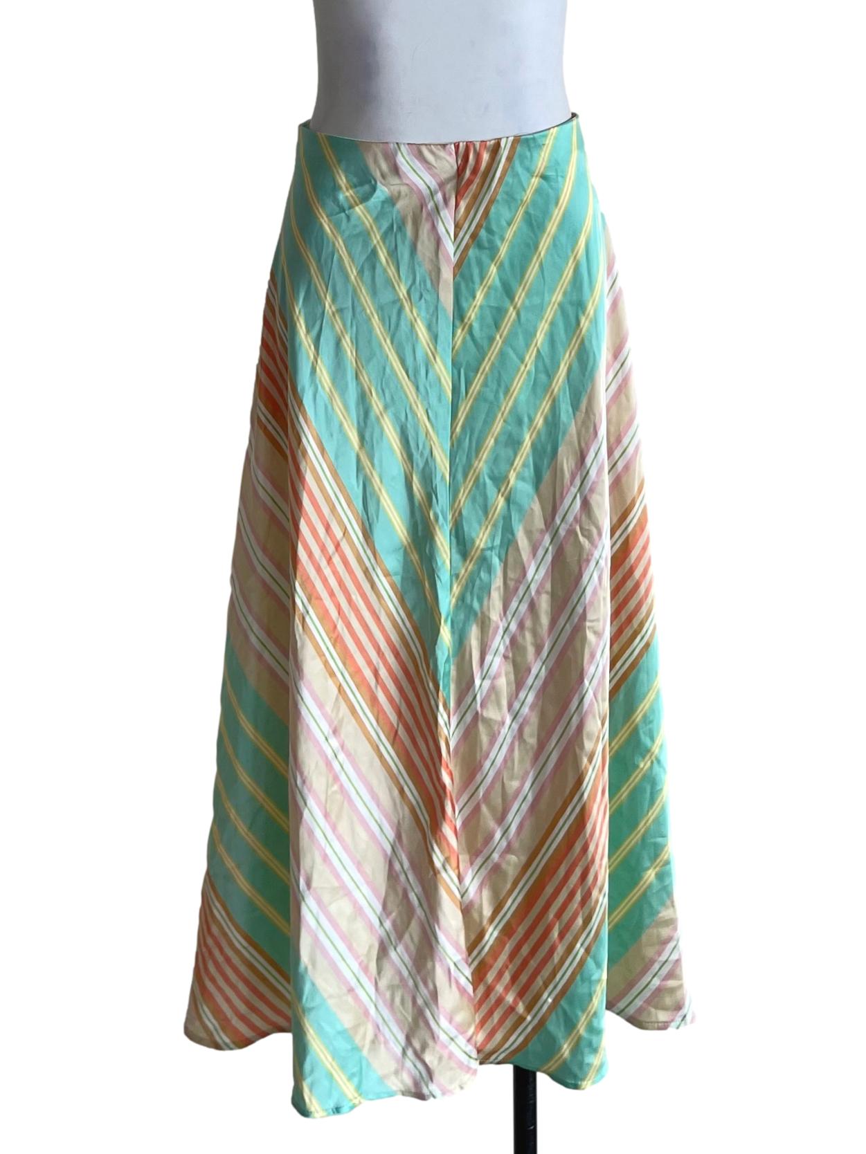 Mint Green Chalk Stripe A-Line Skirt