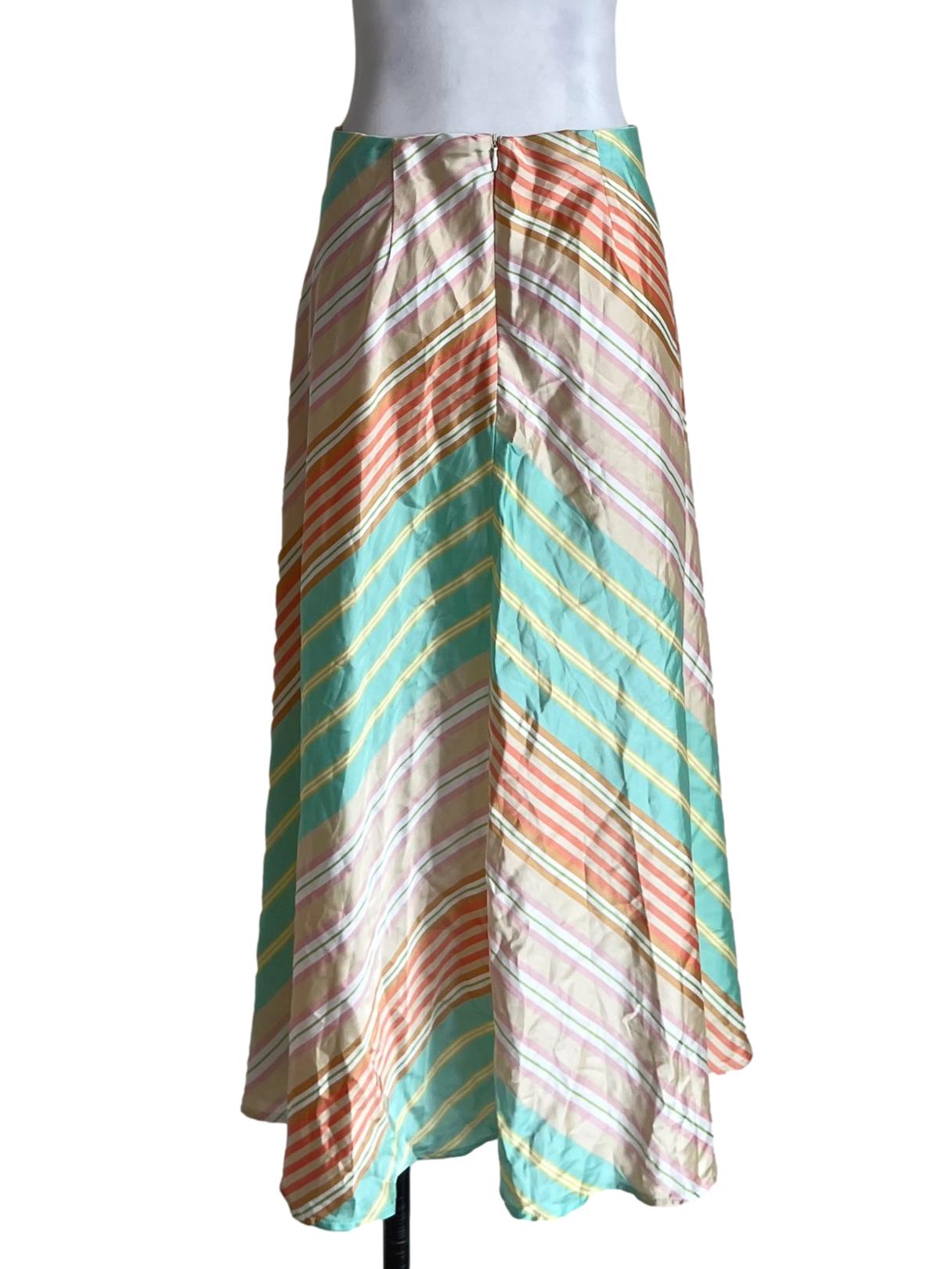 Mint Green Chalk Stripe A-Line Skirt
