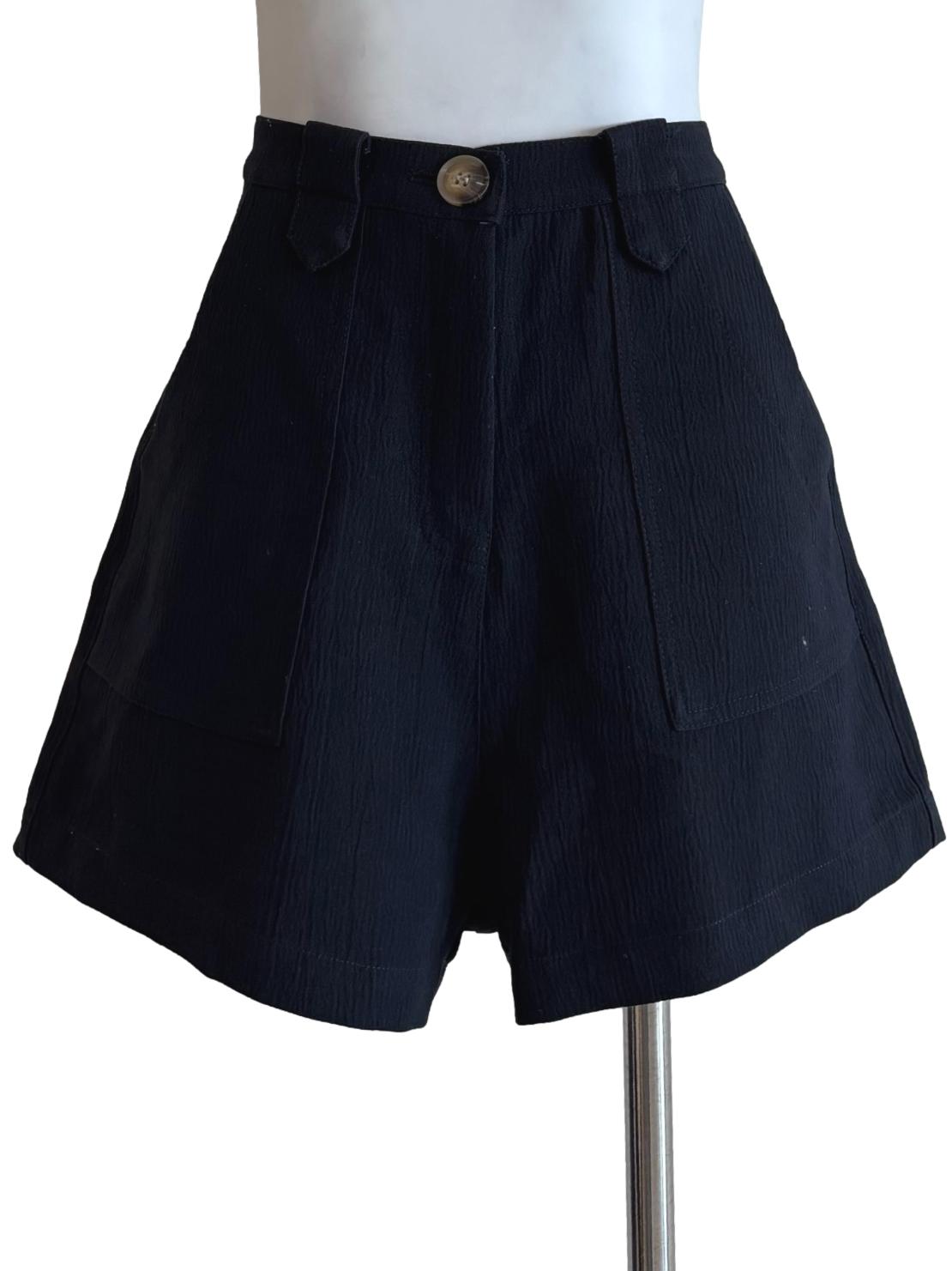 Parisian Black Textured Shorts