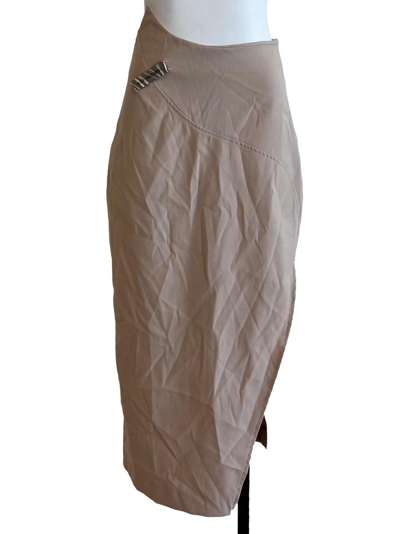 Sand Beige Asymmetrical Pencil Skirt