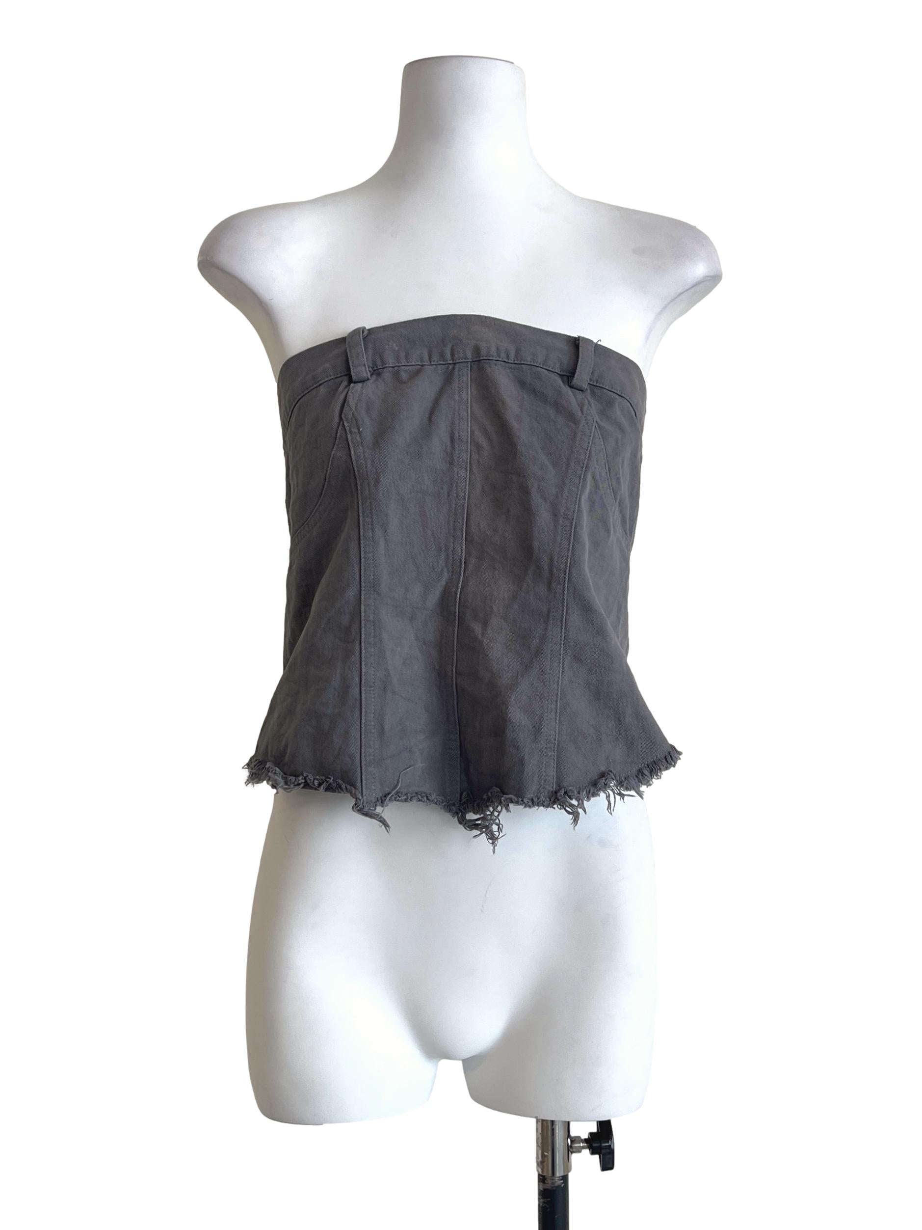 Coin Grey Strapless Sleeveless Top YHF