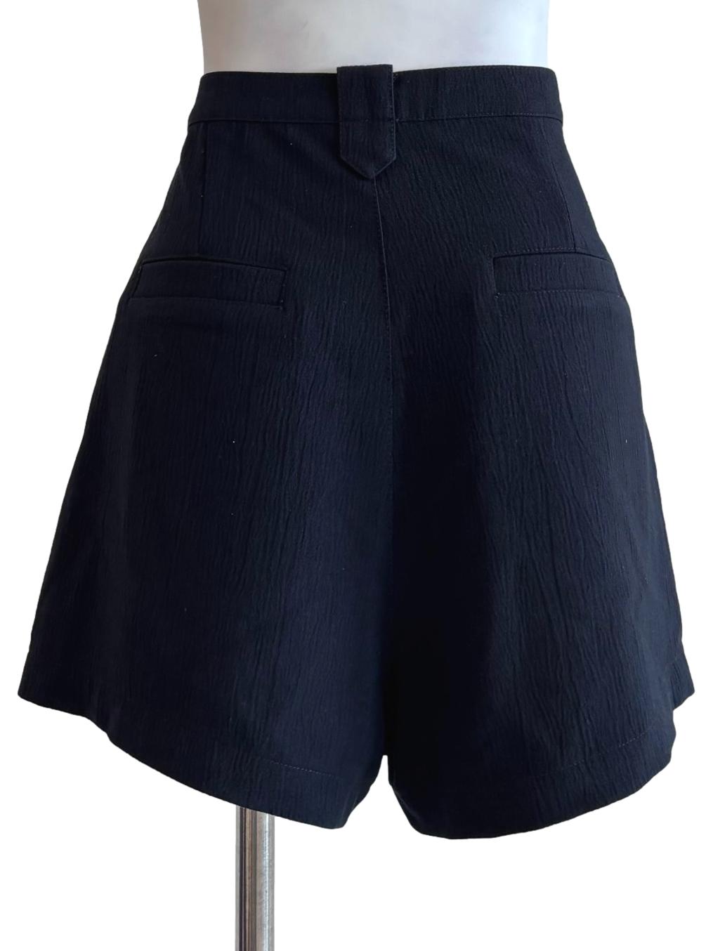 Parisian Black Textured Shorts