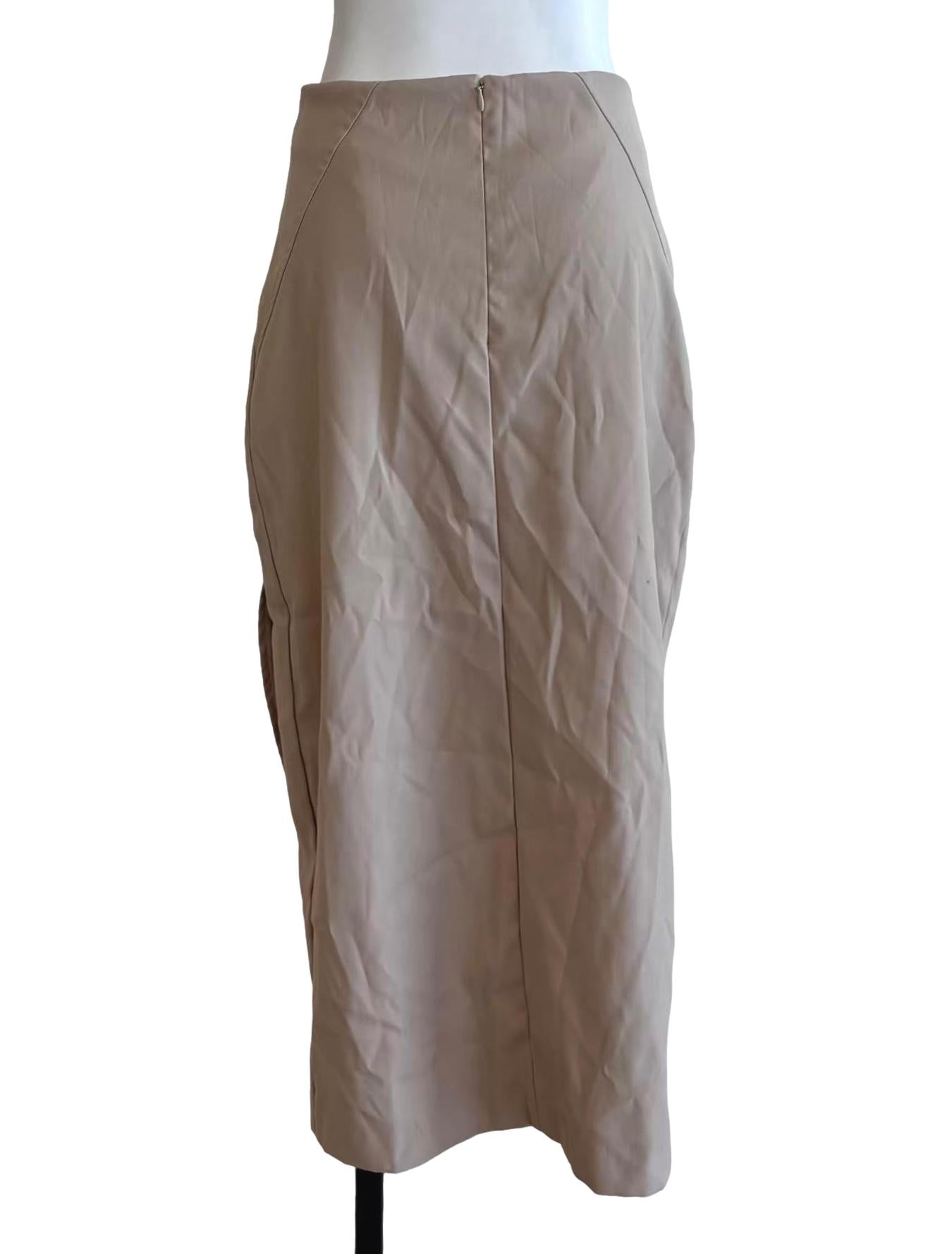 Sand Beige Asymmetrical Pencil Skirt
