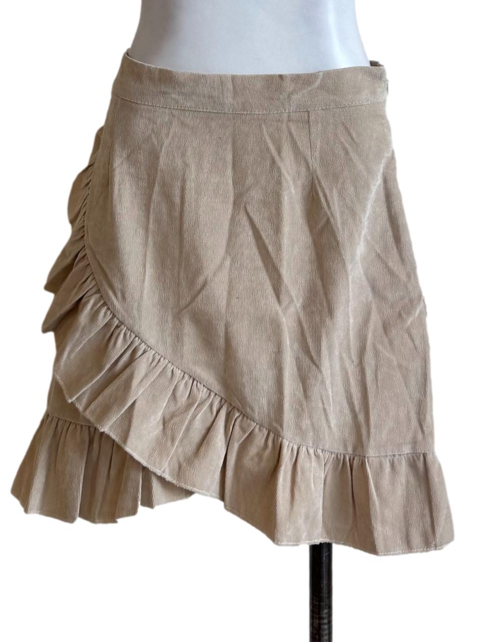 Sand Beige Ruffle Mini Skirt