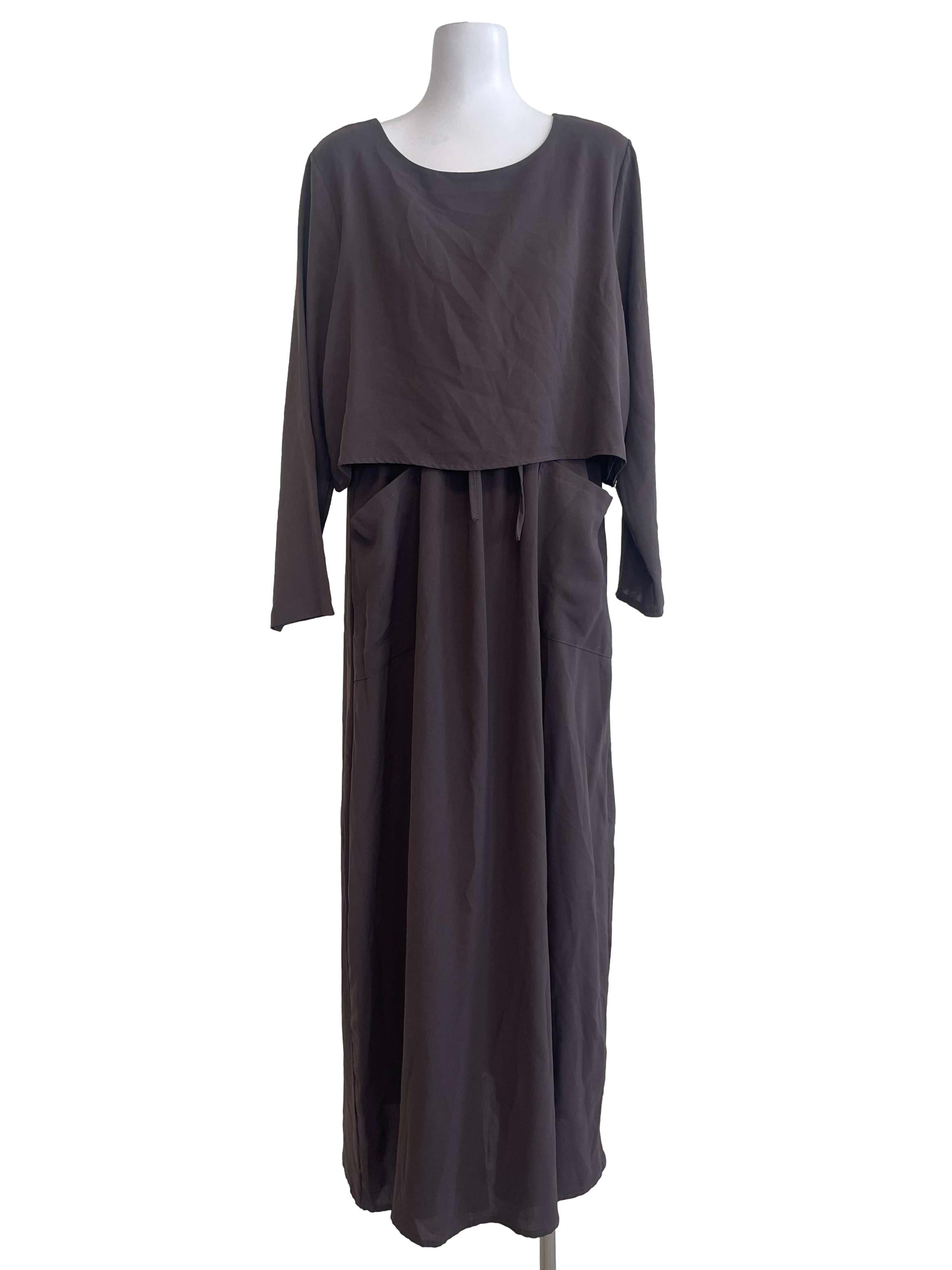 Brunette Brown Drape Dress