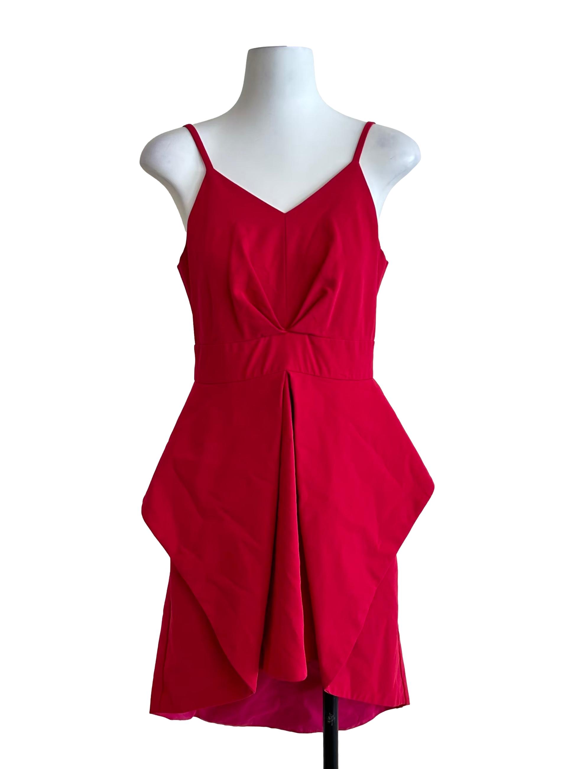 Hot Pink V-Neck Camisole Peplum Dress