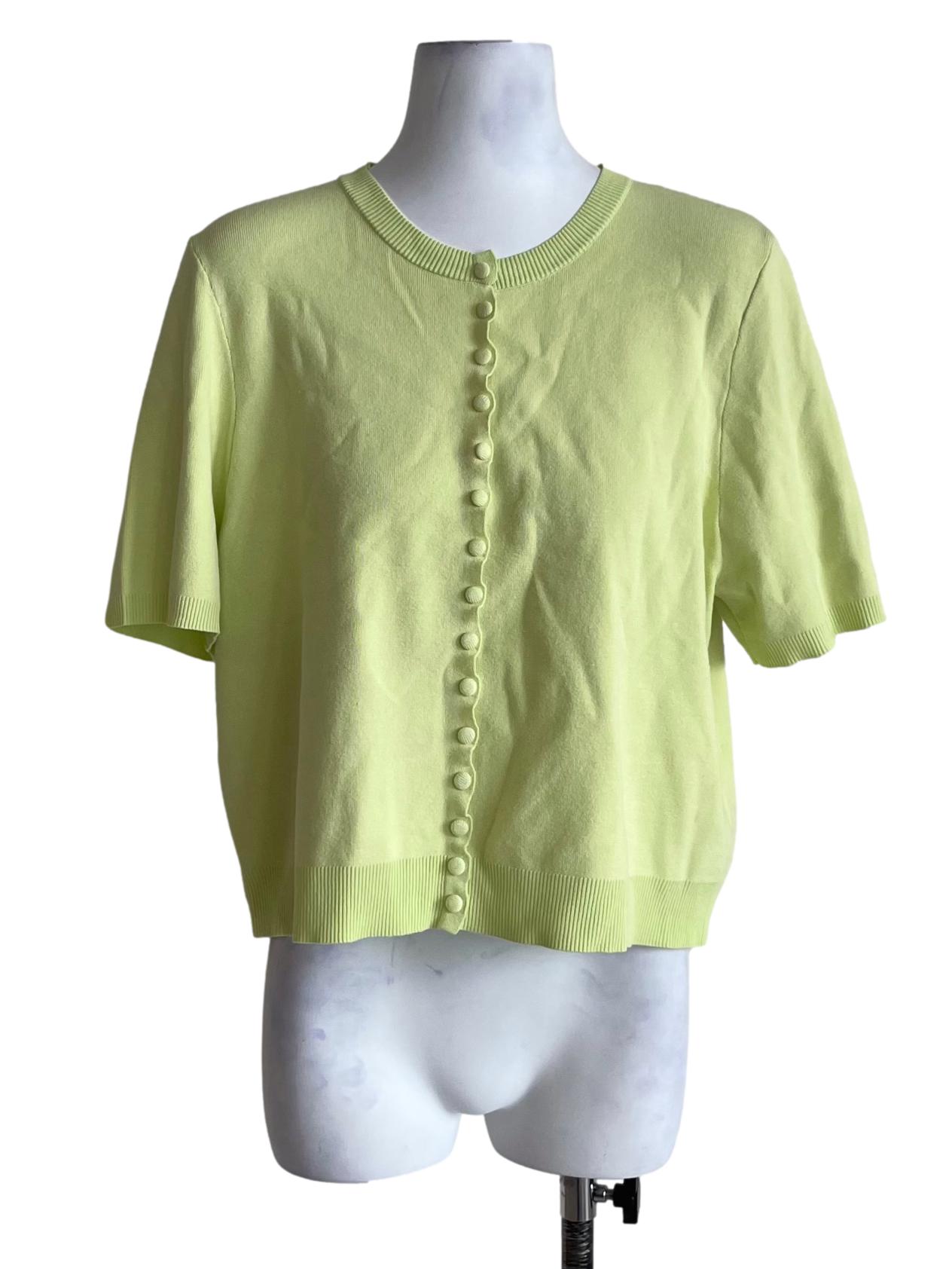 Lime Green Jewel Neckline Blouse
