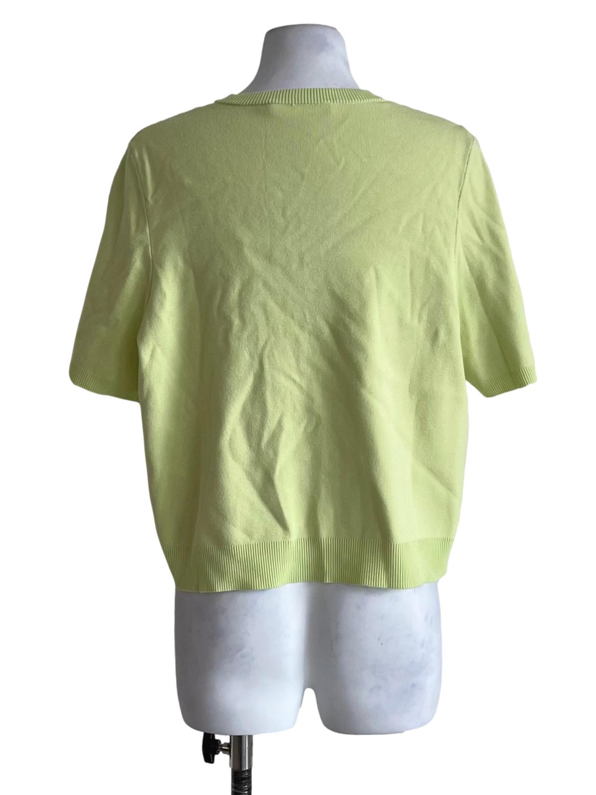 Lime Green Jewel Neckline Blouse