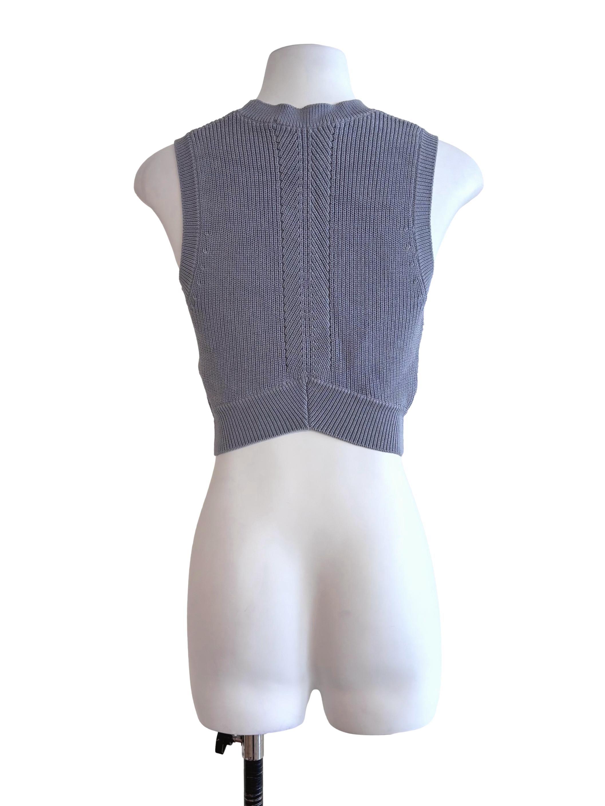 Stone Blue Knit Crop Top LB