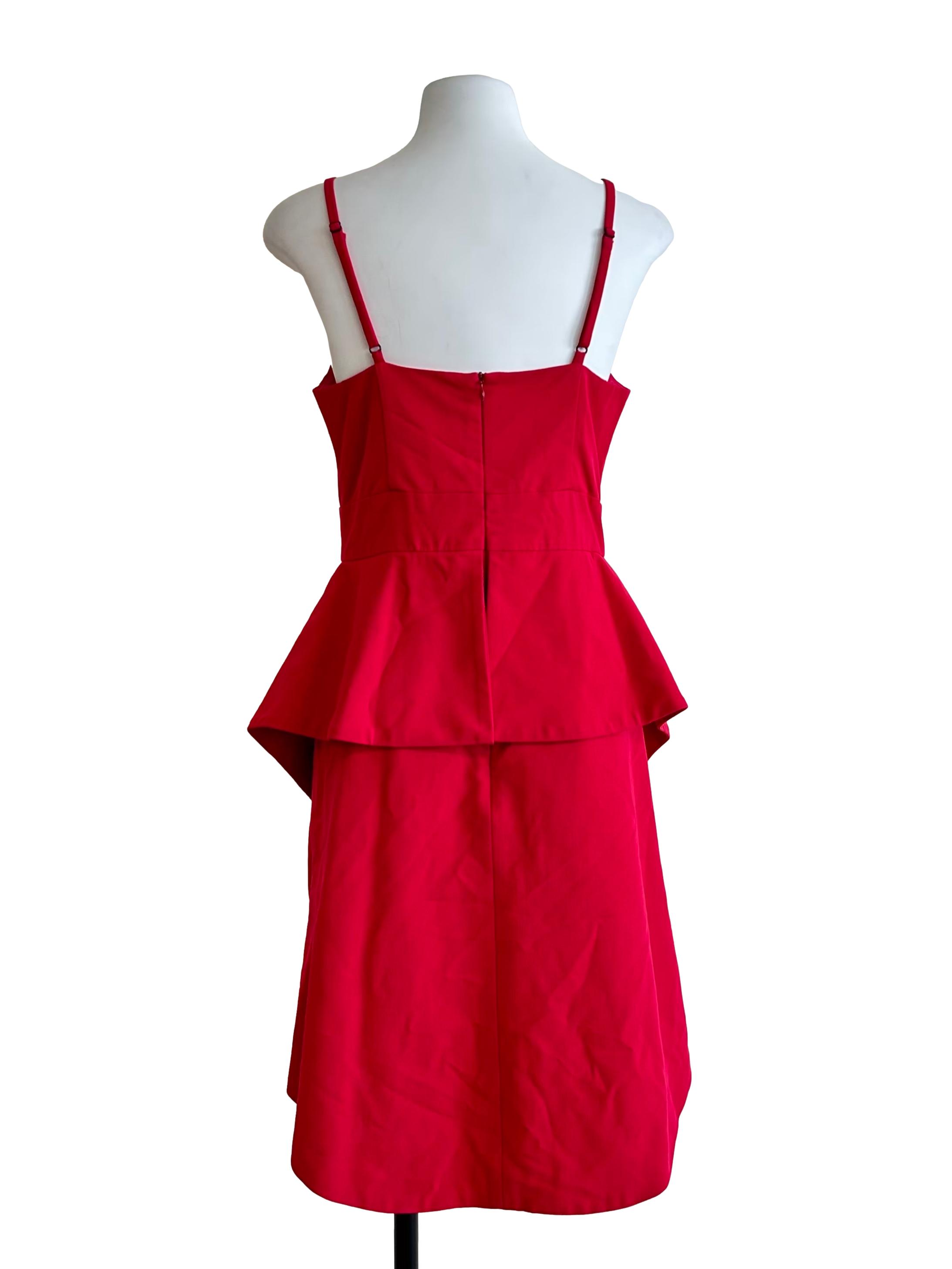 Hot Pink V-Neck Camisole Peplum Dress