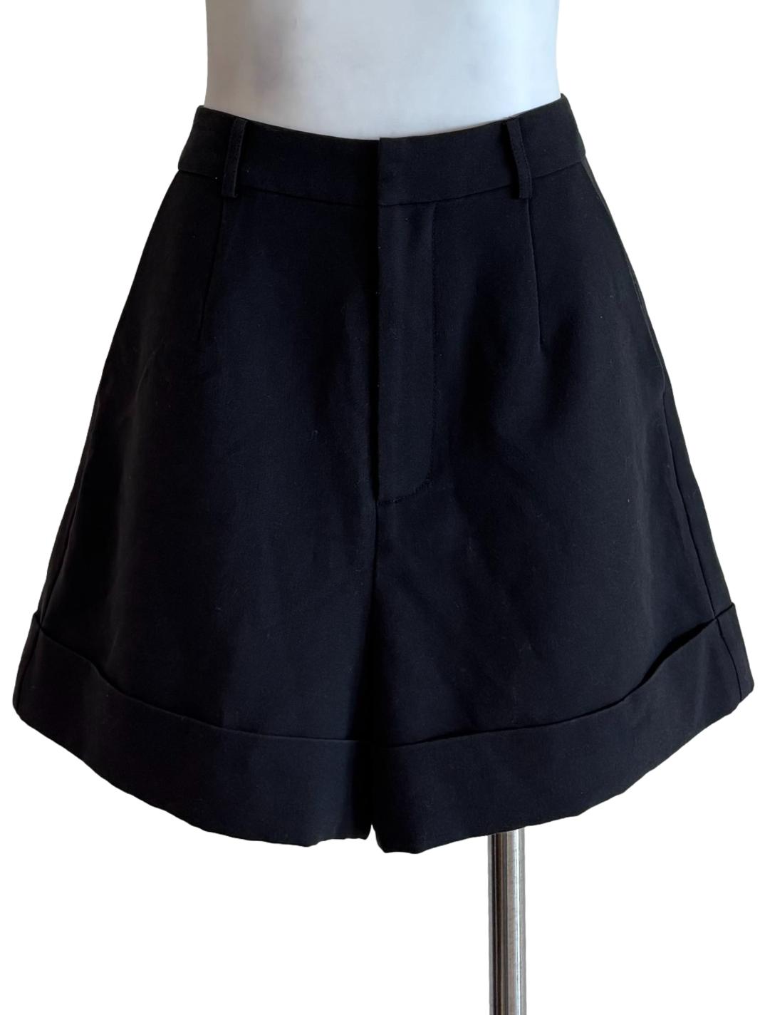 Soft Black Cropped Relaxed Shorts