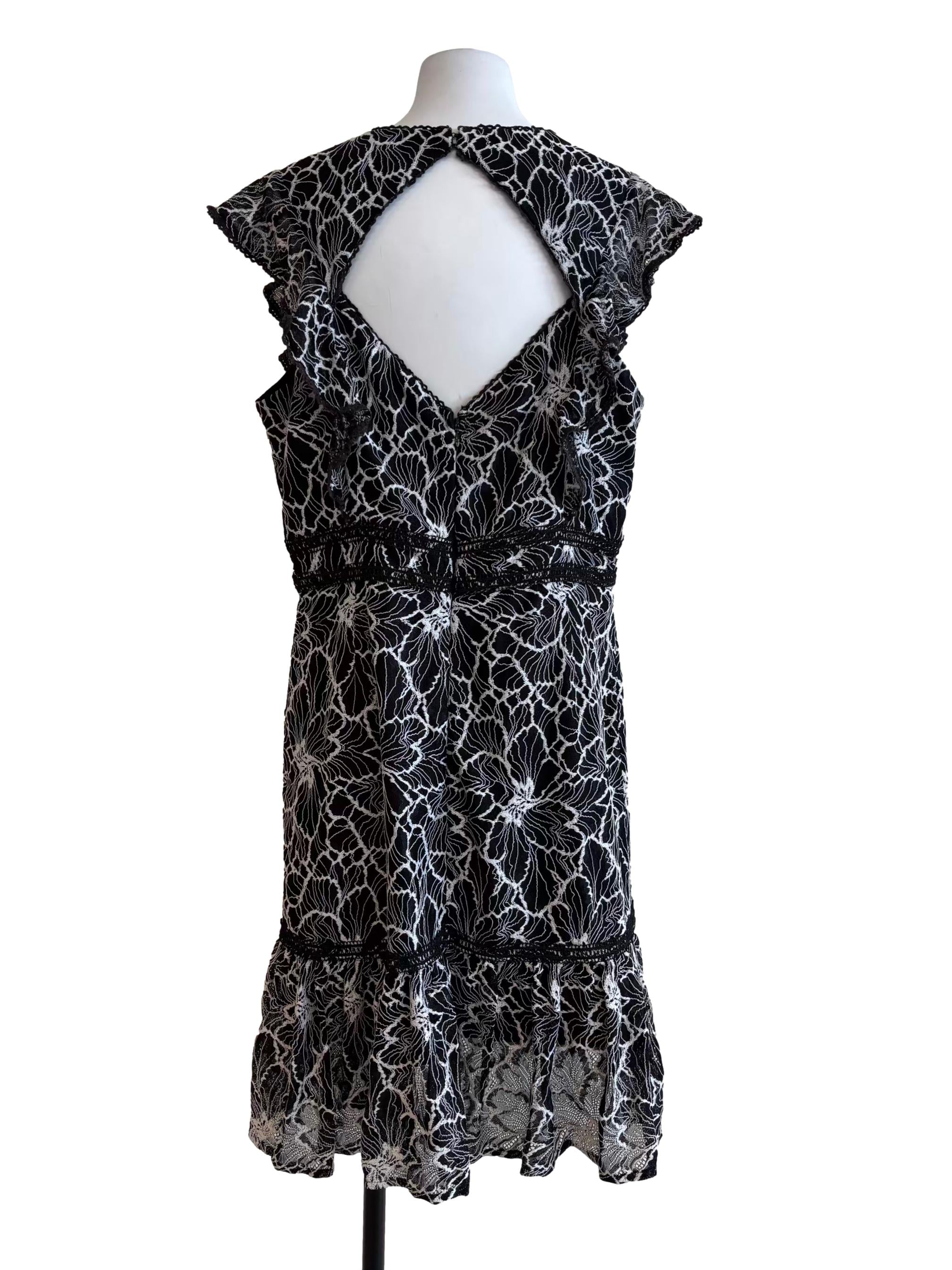 Onyx Black Embroidered Ruffle Dress