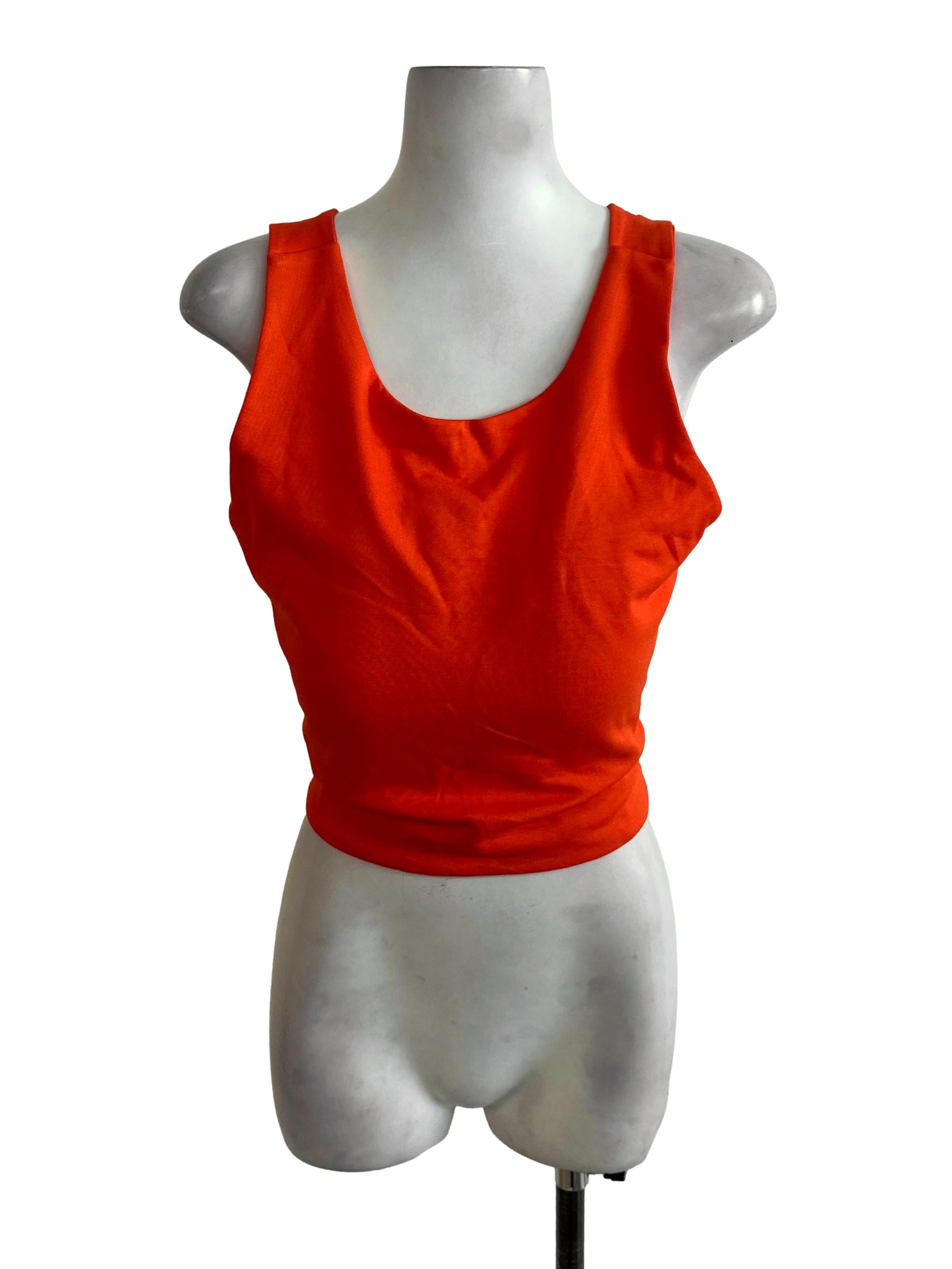Fire Orange Scoop Back Tie Tank Top