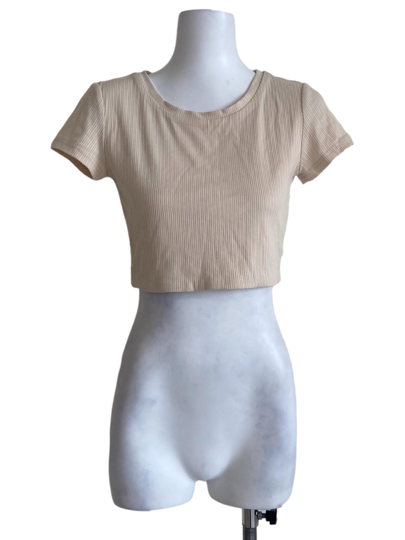 Parchment White Stripe Jewel Neck Top