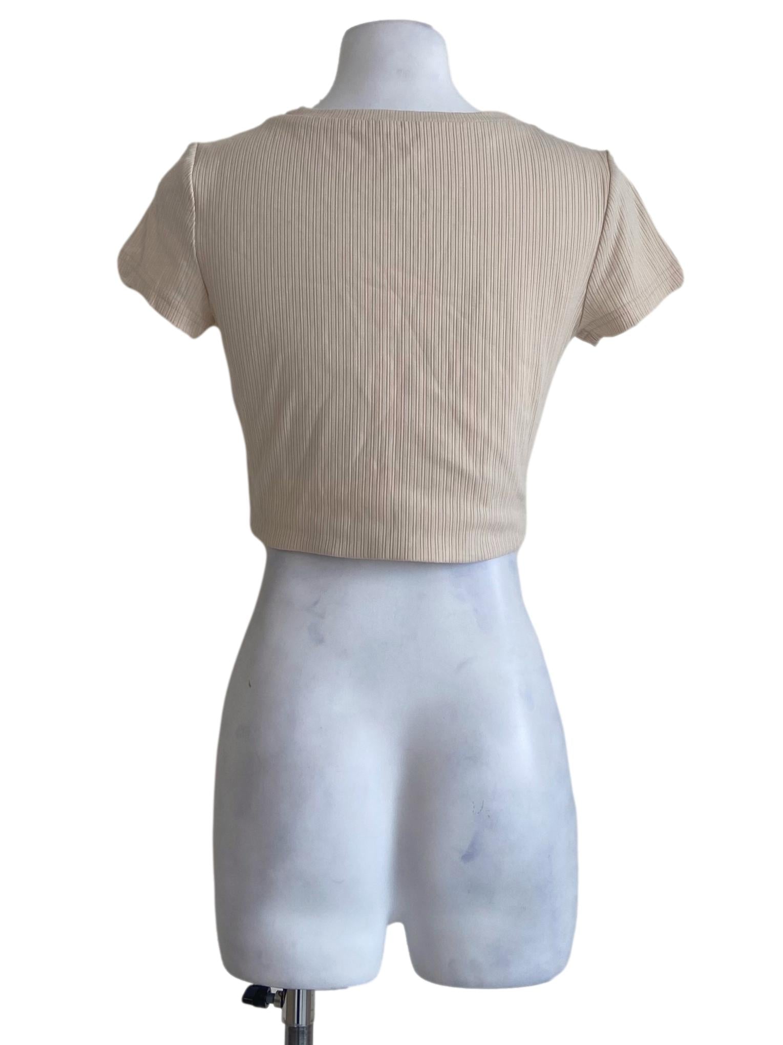 Parchment White Stripe Jewel Neck Top