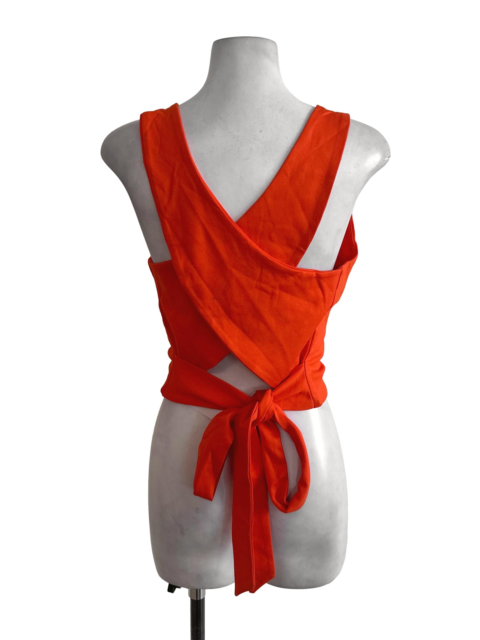 Fire Orange Scoop Back Tie Tank Top