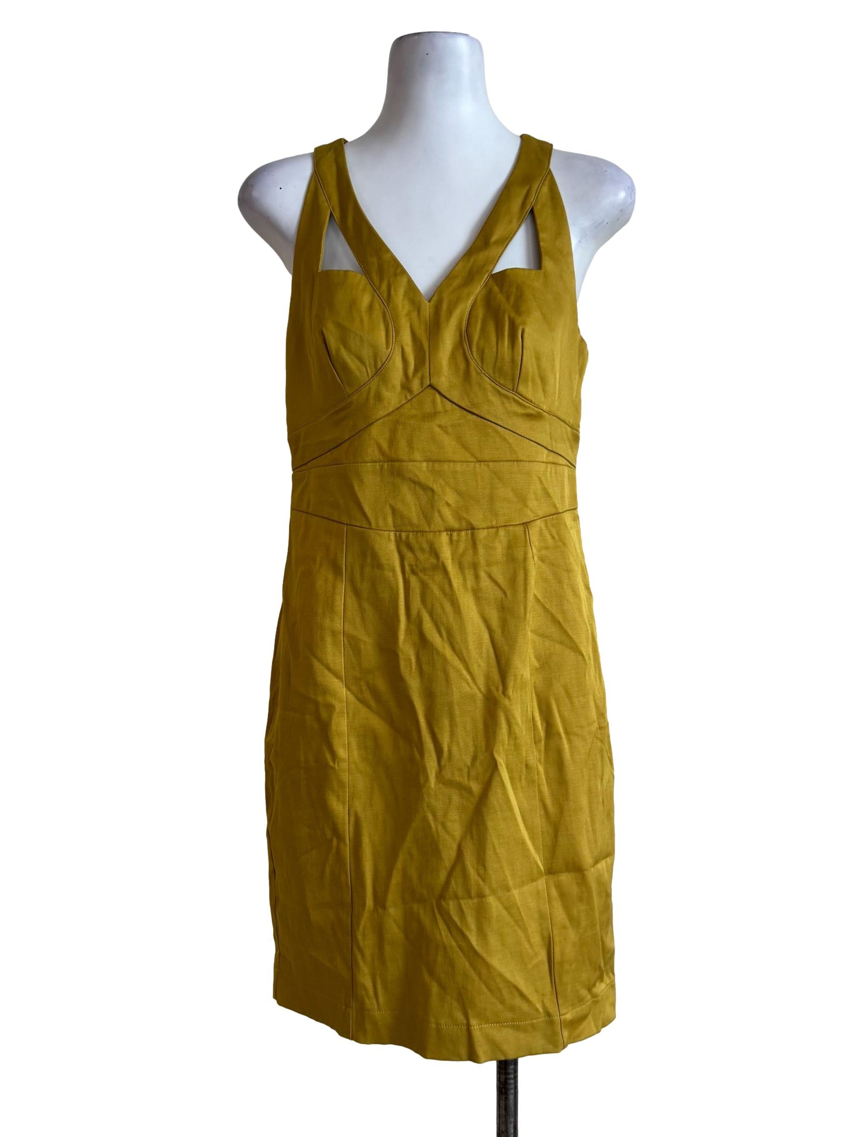 Gold V Neck Dress