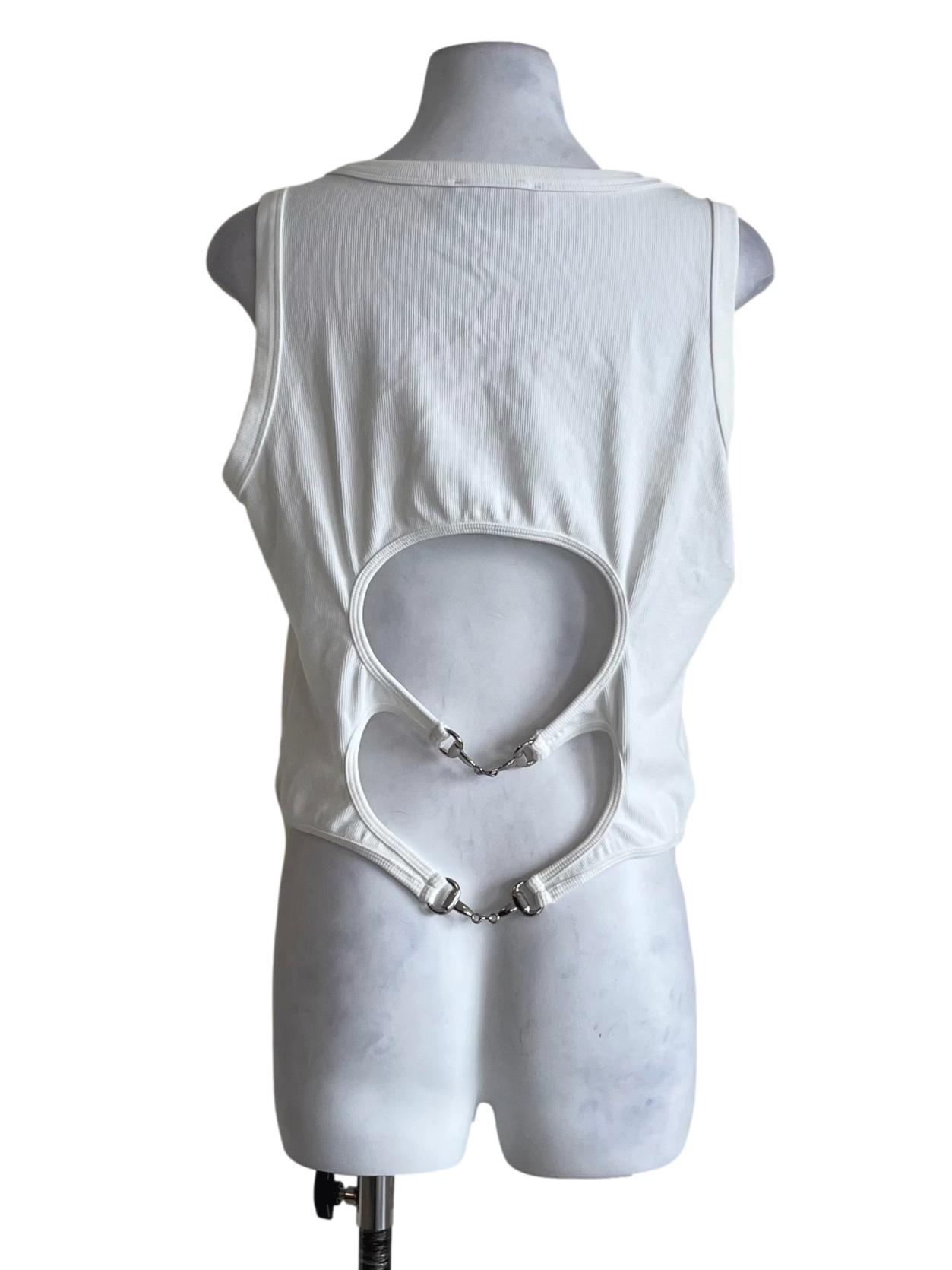 White Square Neckline Tank Top