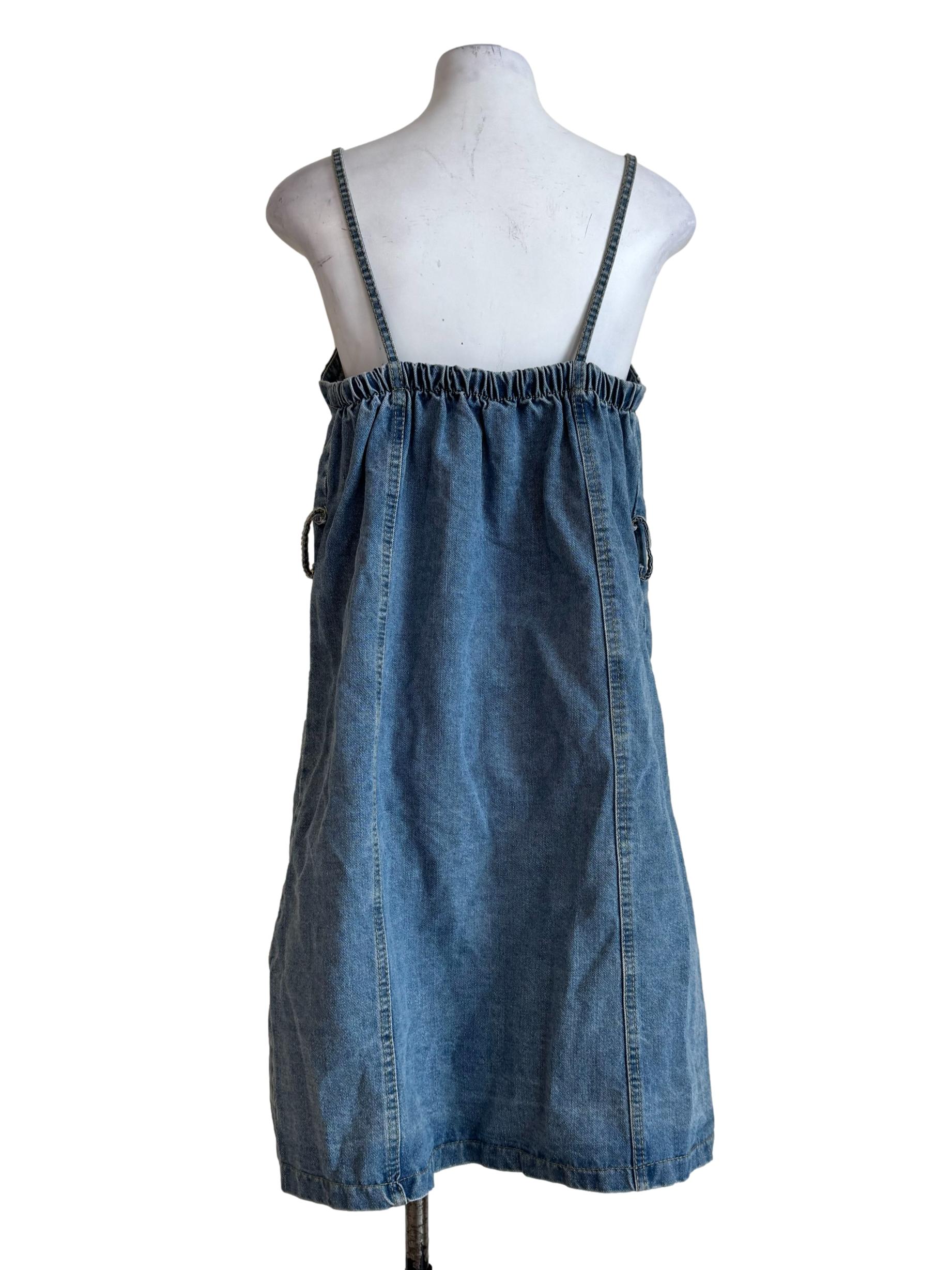 Fade Denim Front Button A-Line Dress