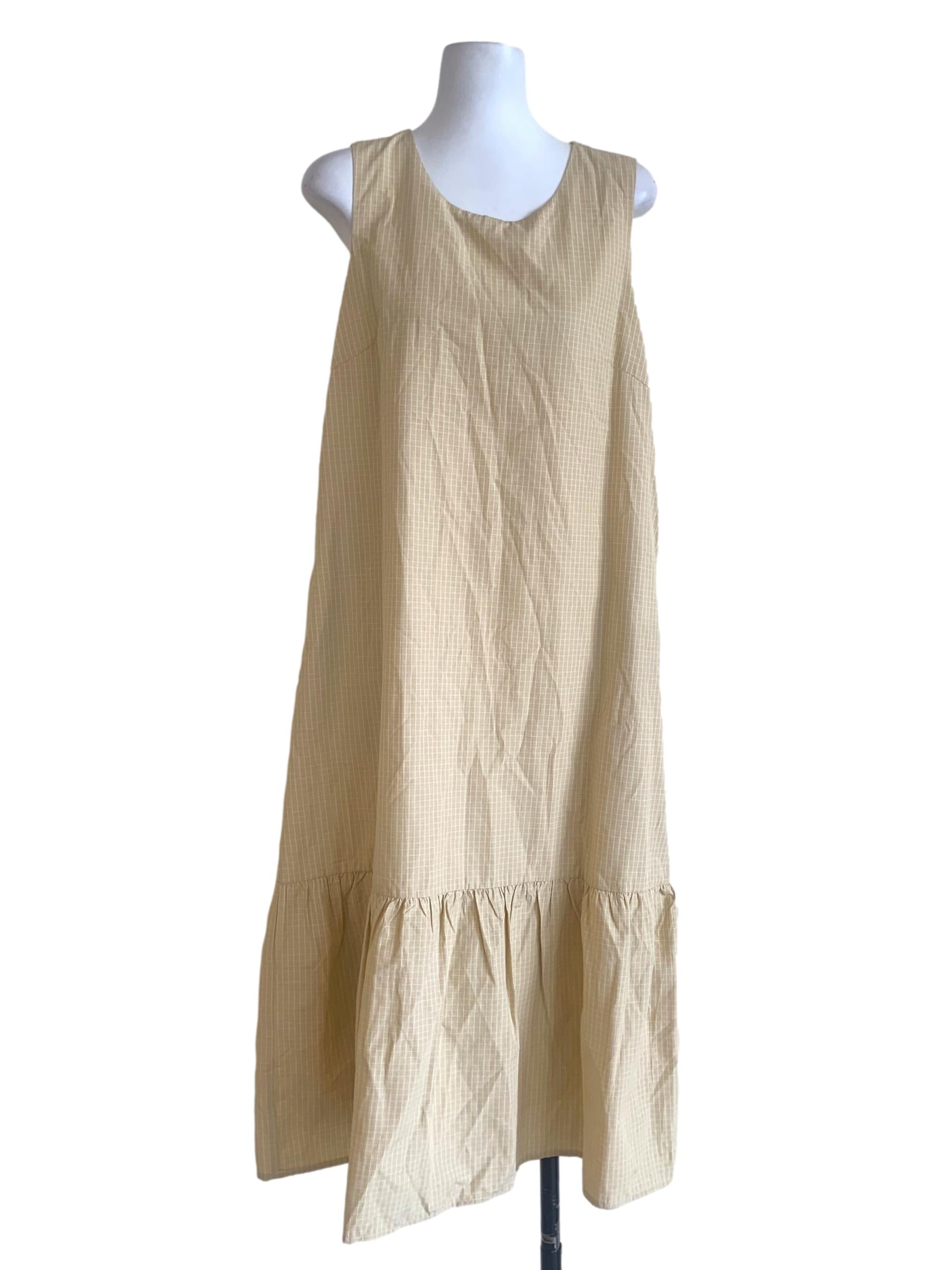 Butter Yellow Windowpane Dropwaist Dress