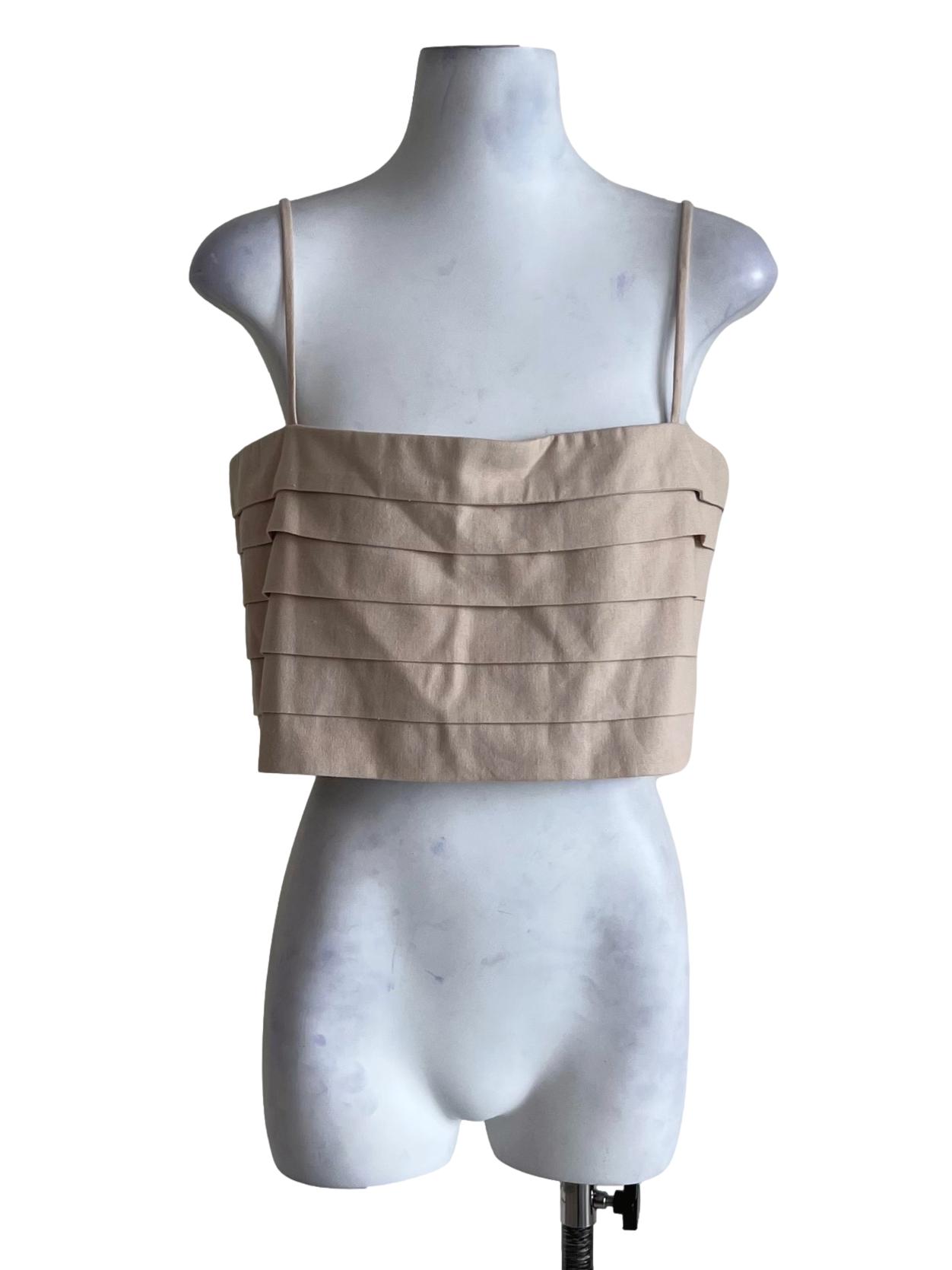 Beige Spaghetti Strap Sleeveless Top
