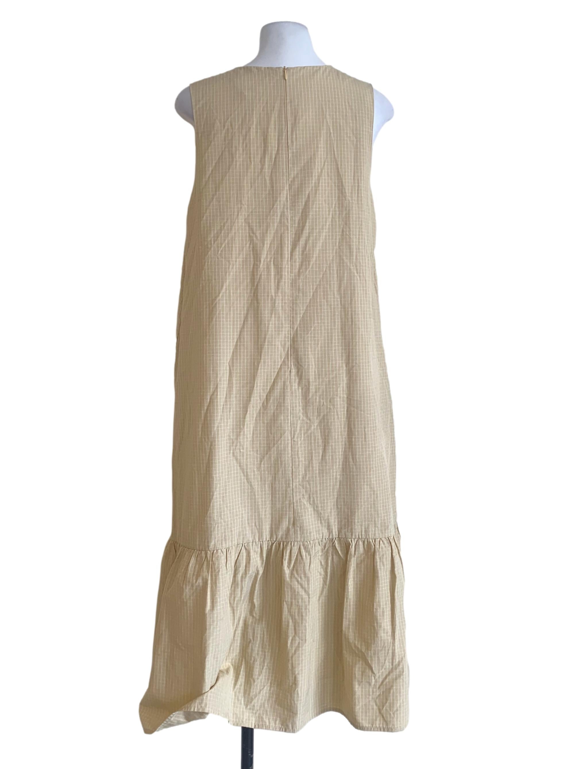 Butter Yellow Windowpane Dropwaist Dress