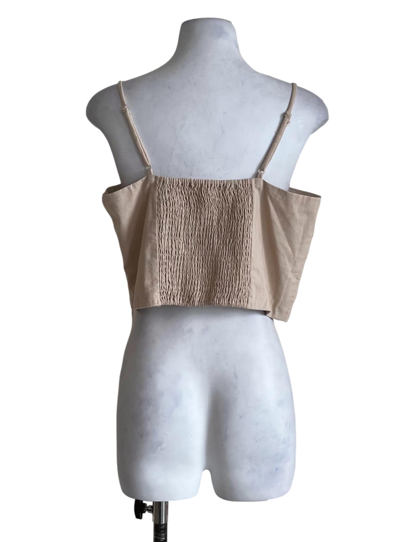 Beige Spaghetti Strap Sleeveless Top