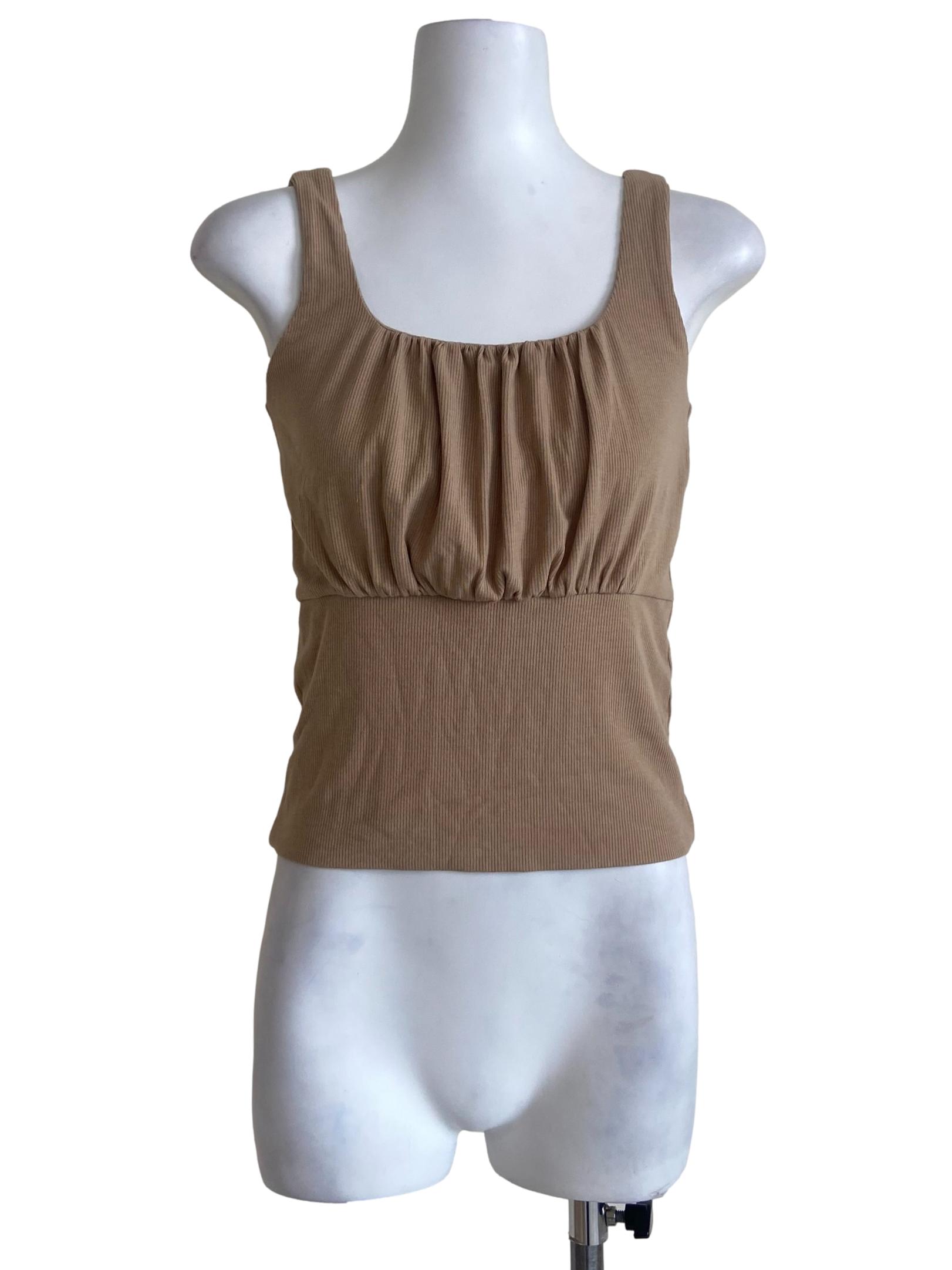Tortilla Brown Sleeveless Pegged Waist Top