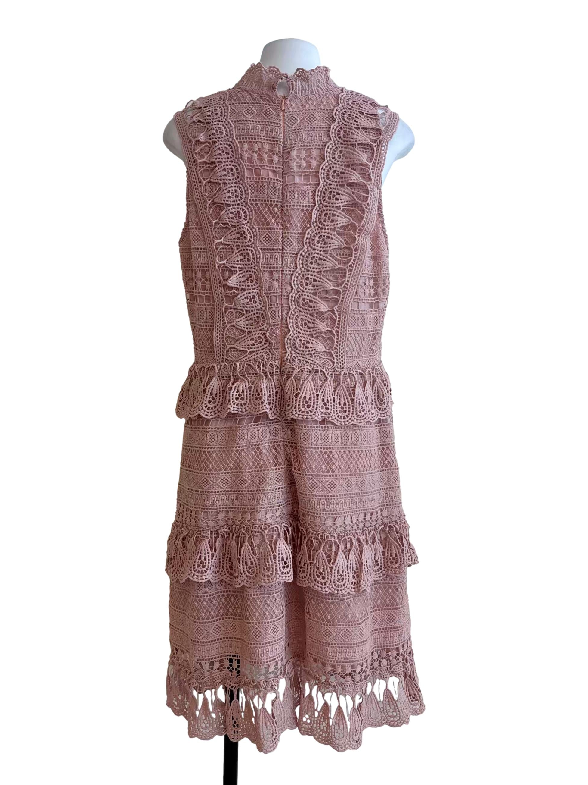 Baby Pink Sleeveless Lace Dress