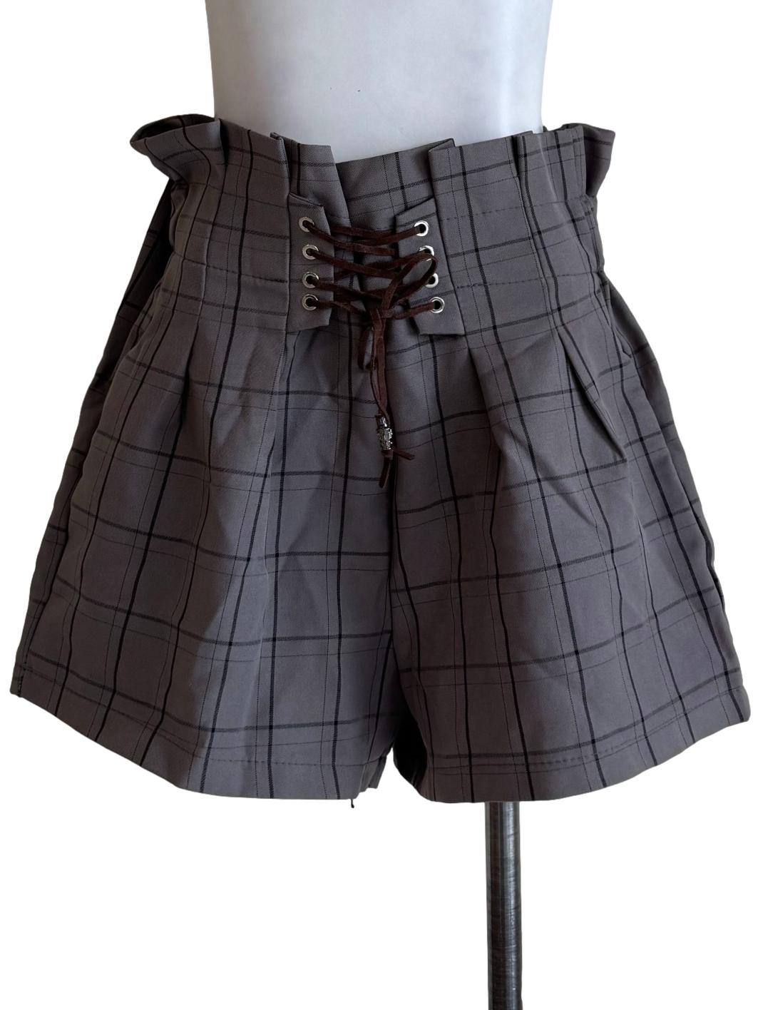 Stone Grey High Waisted Corset Shorts