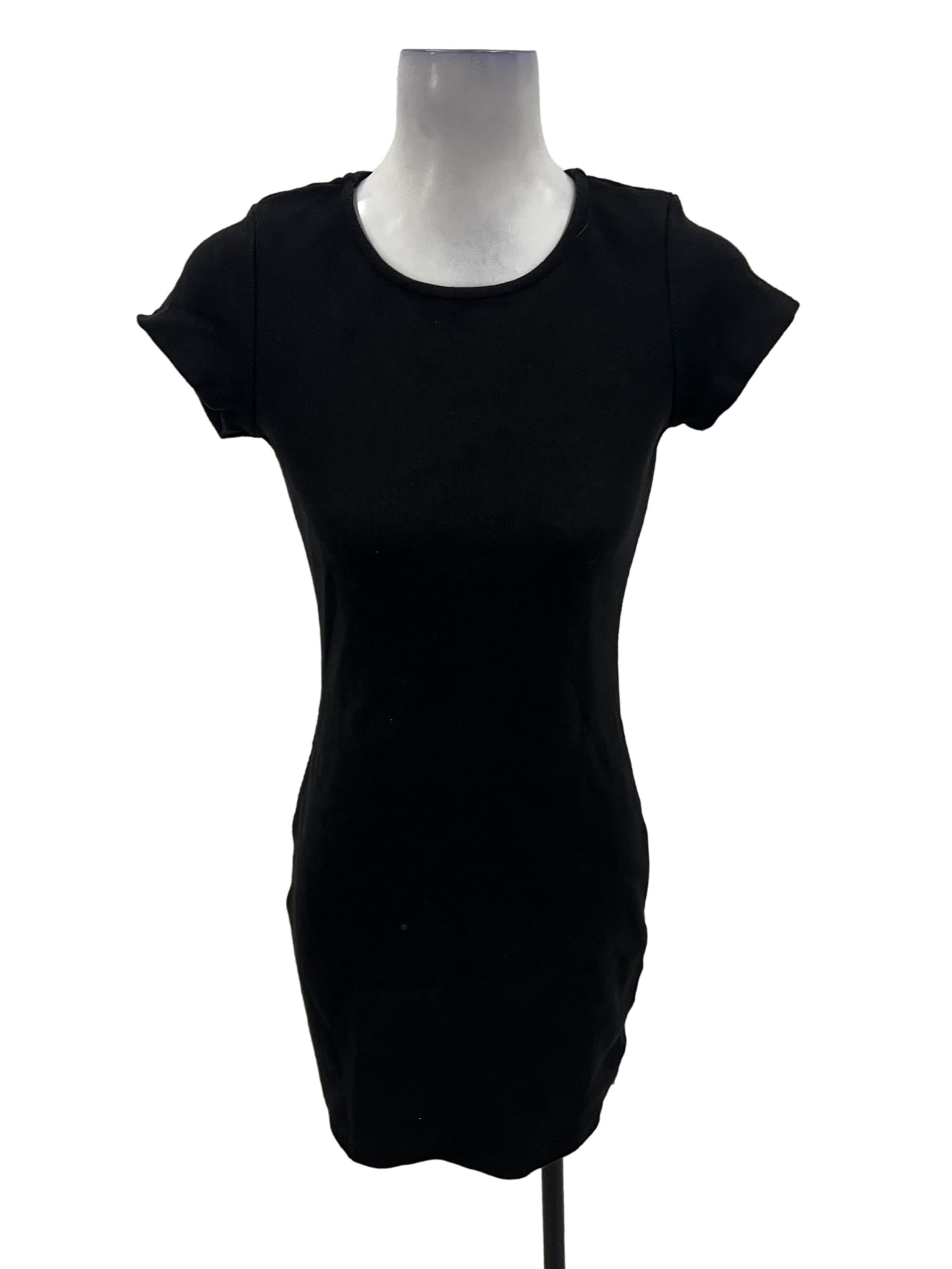 Black Ribbed Bodycon Dress