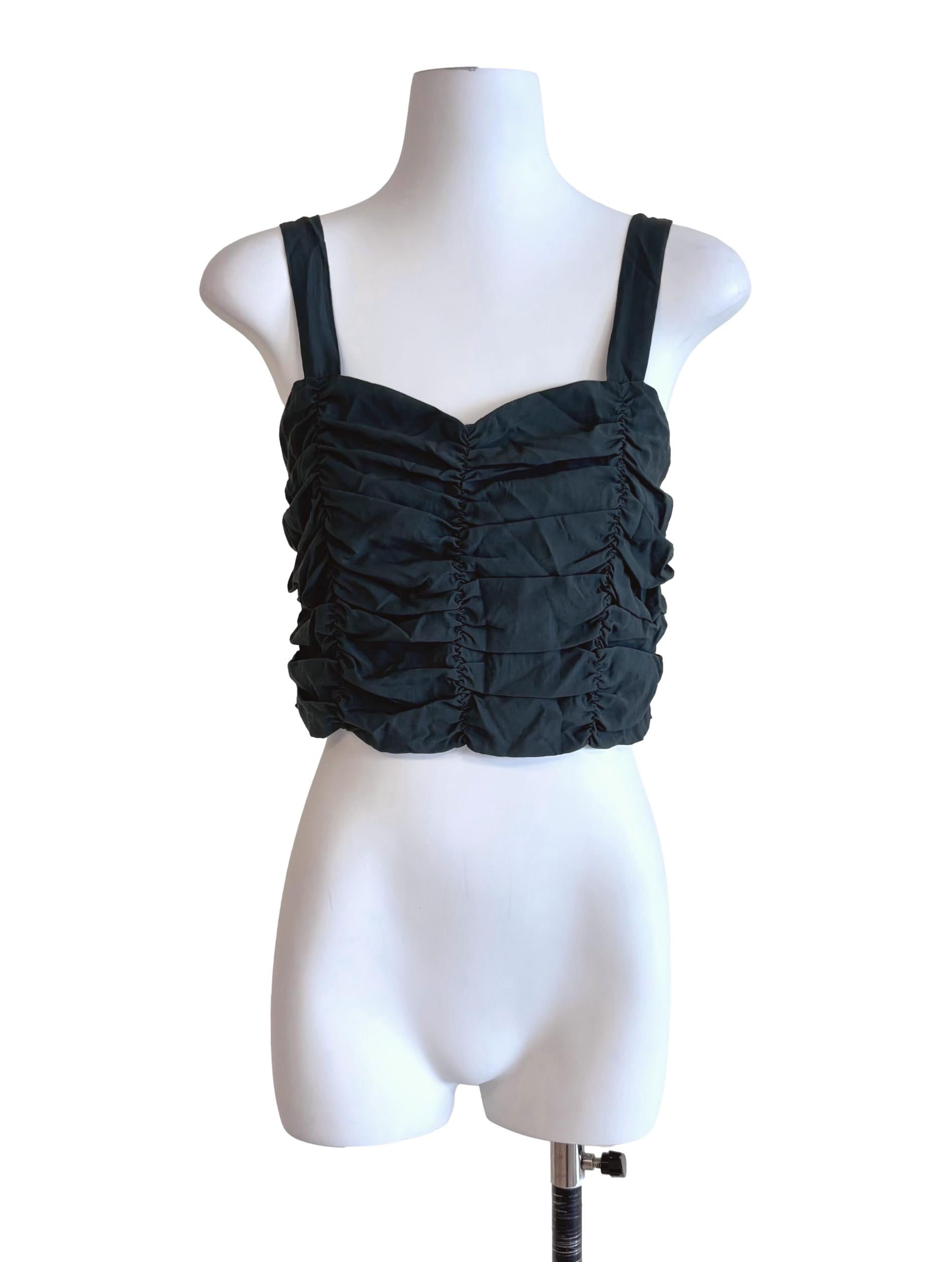 Dark Green Ruched Sleeveless Top TEM